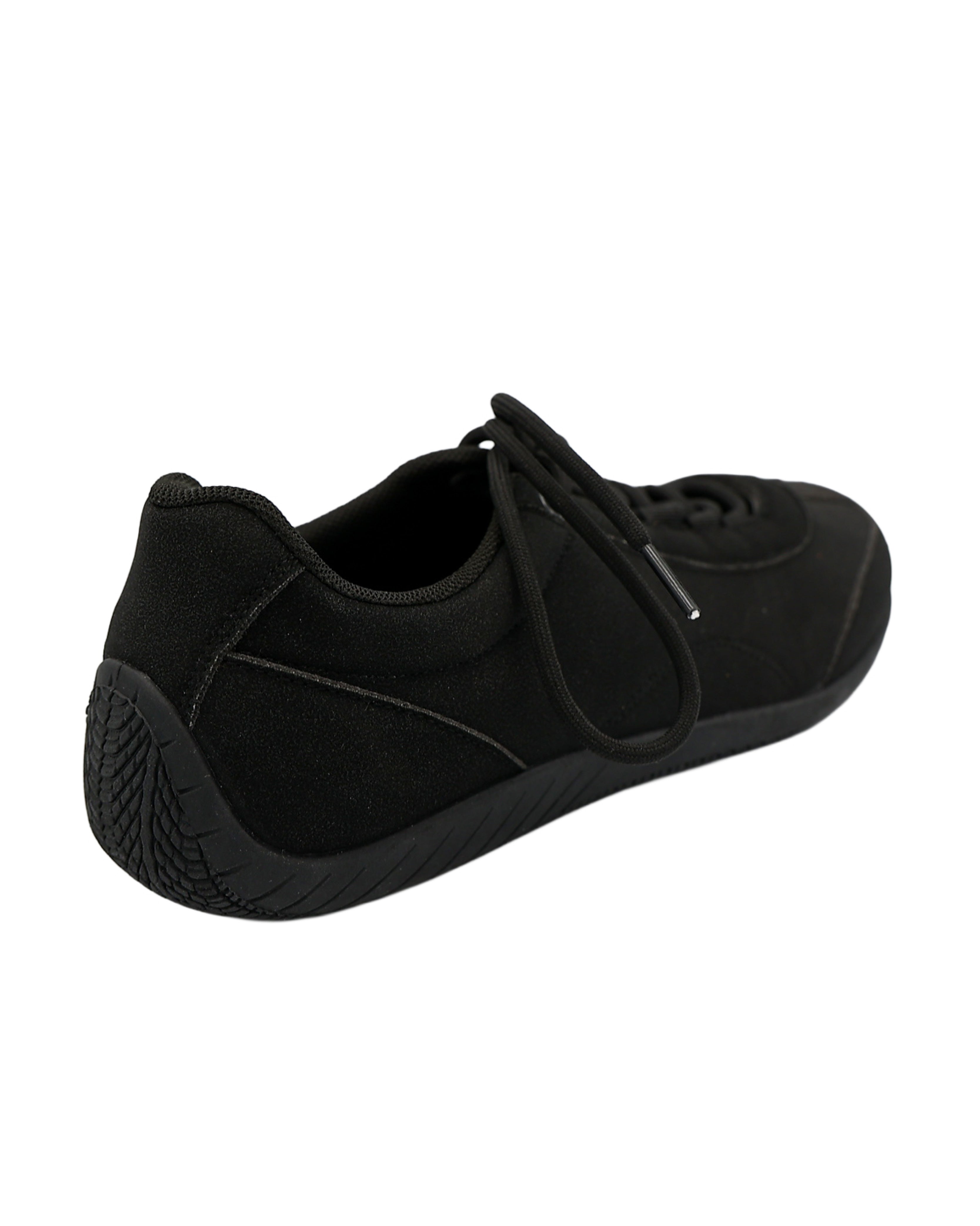 Black Microfibre Lace Up Sneakerina