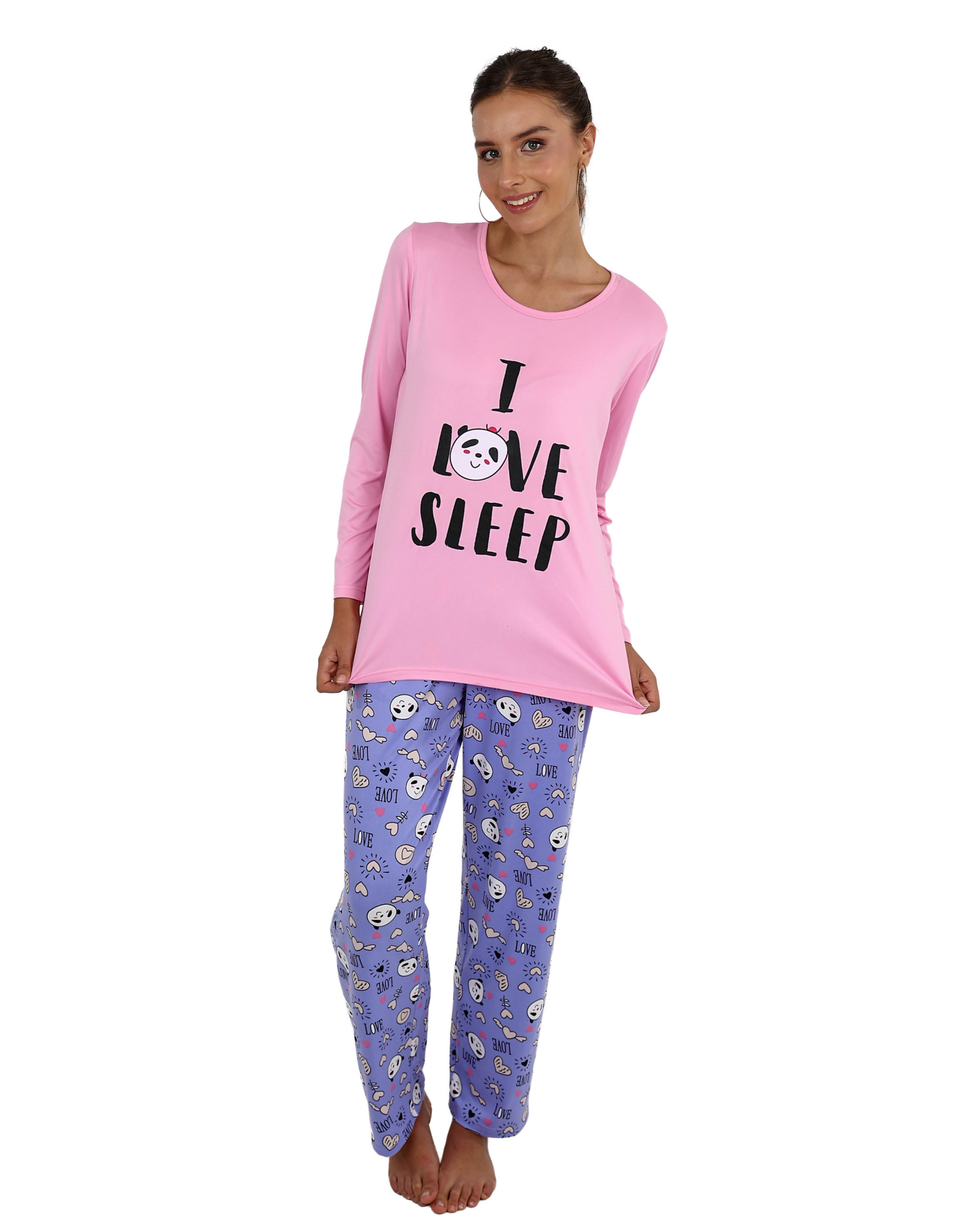 Long Sleeve Panda Pajama Pant Set