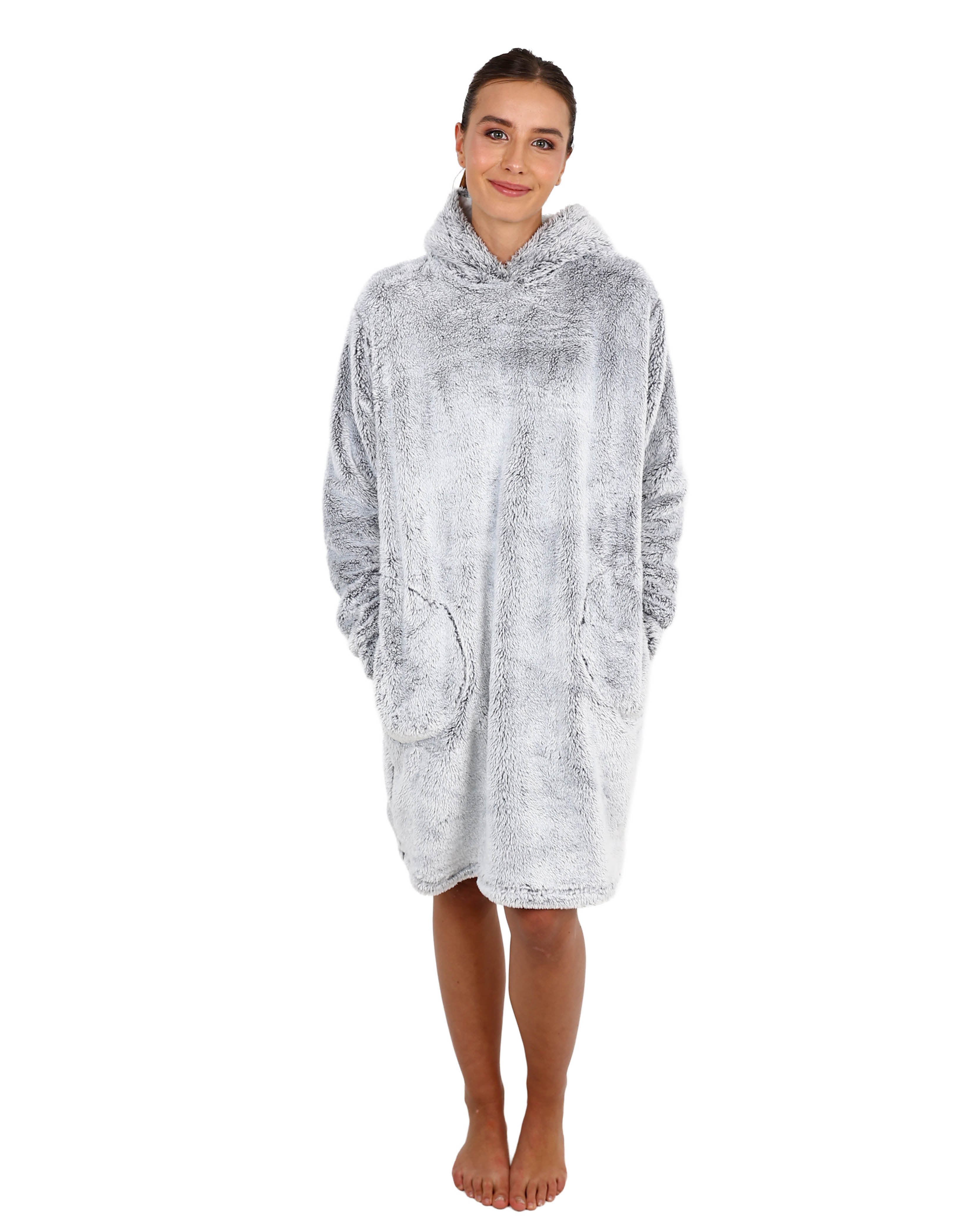 Grey Snuggle Hooded Sherpa Sleepshirt
