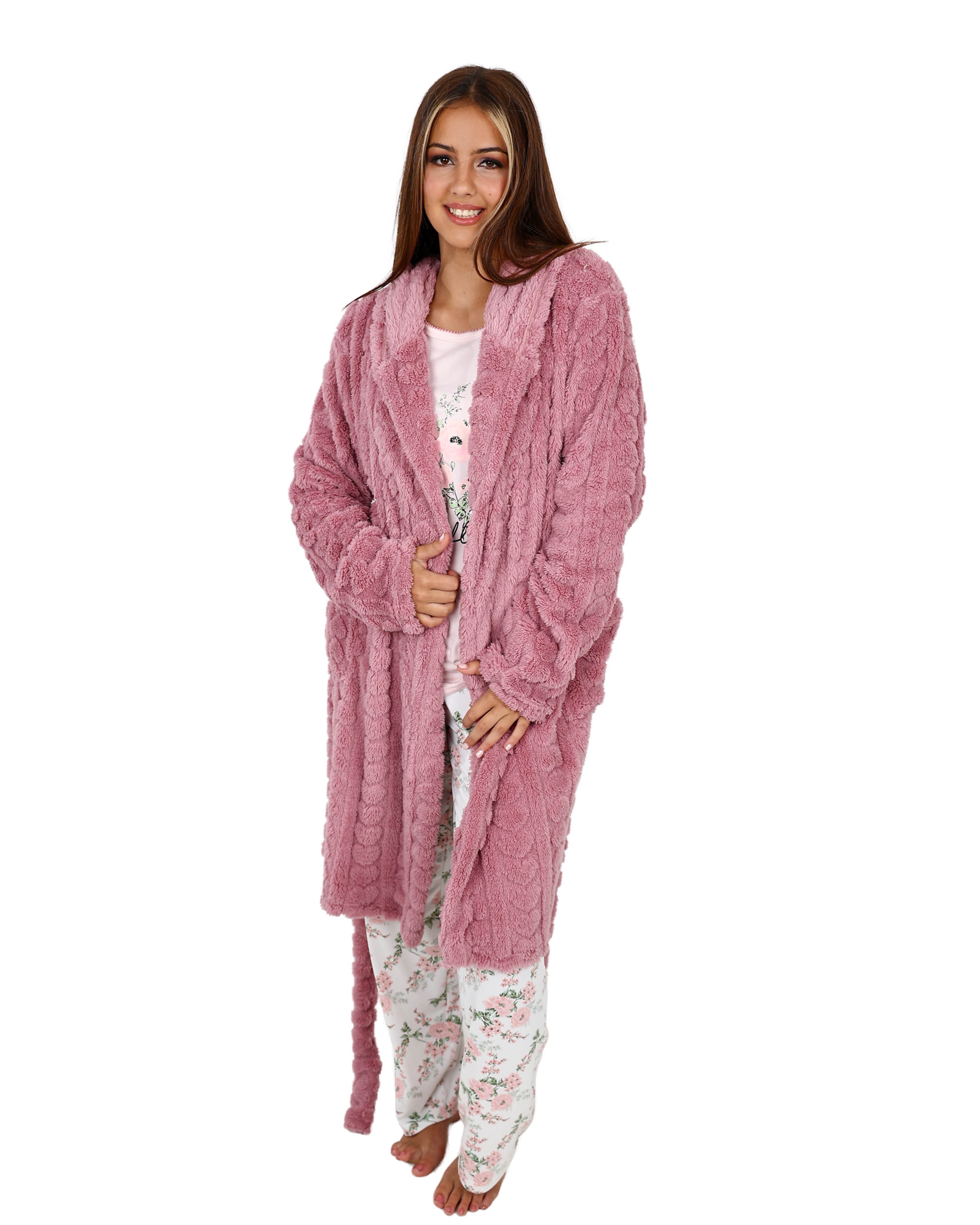 Mauve Jacquard Sherpa Wrap Gown