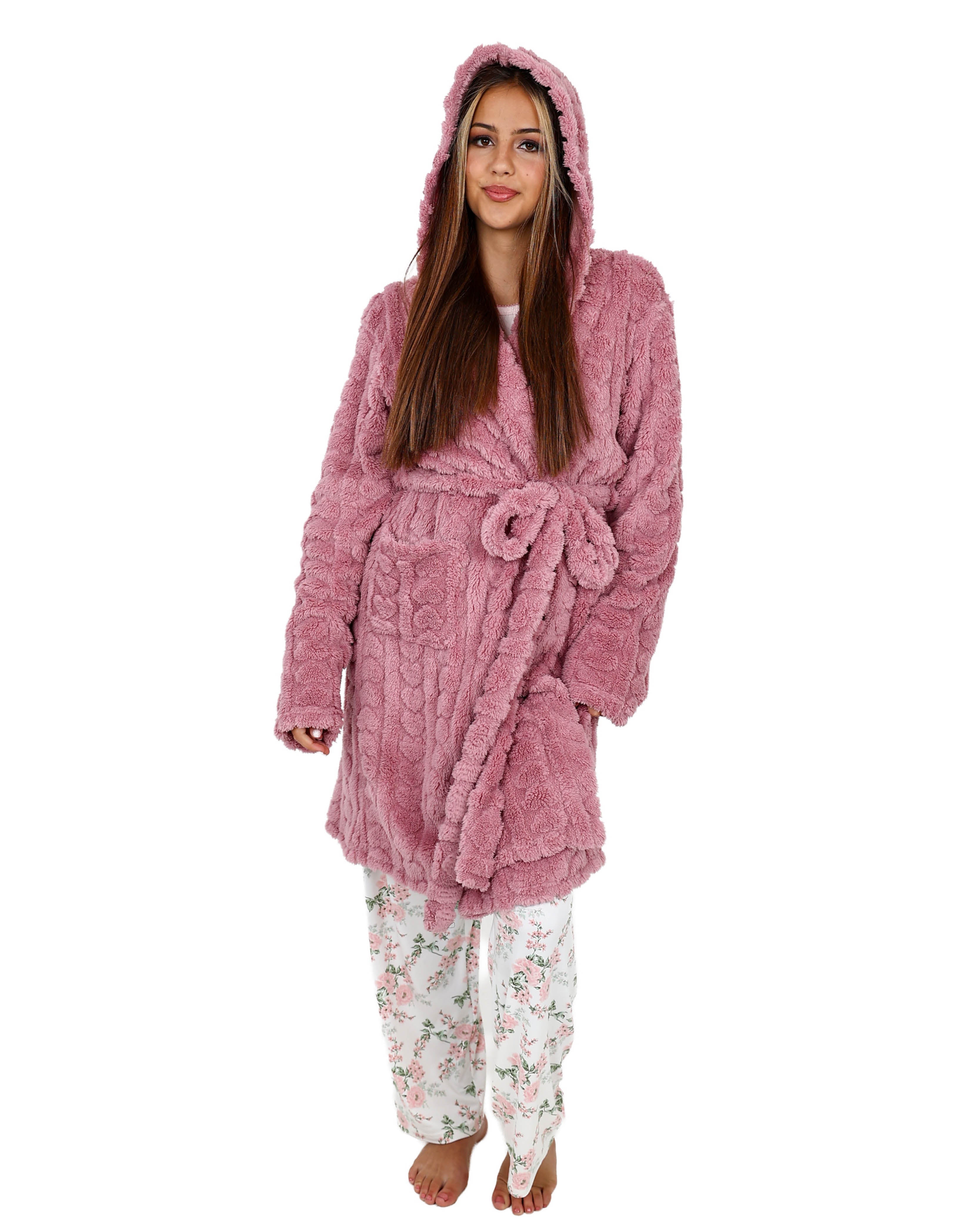 Mauve Jacquard Sherpa Wrap Gown