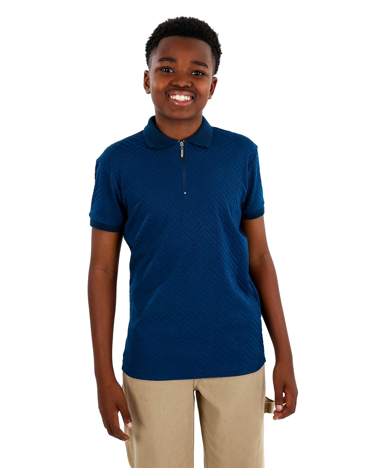 Short Sleeve Cube Jacquard Zip Golfer