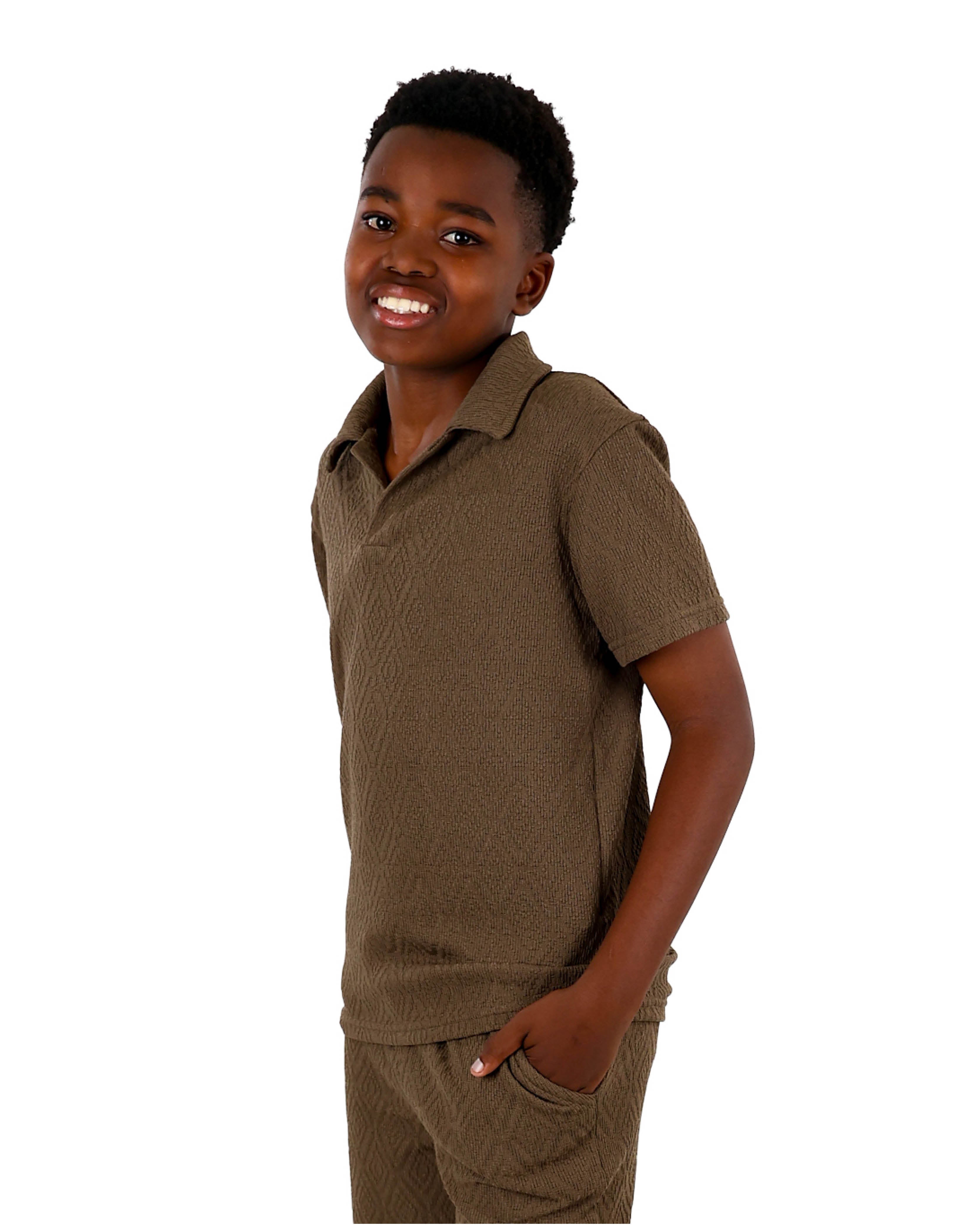Short Sleeve Diamond Jacquard Co-Ord Golfer