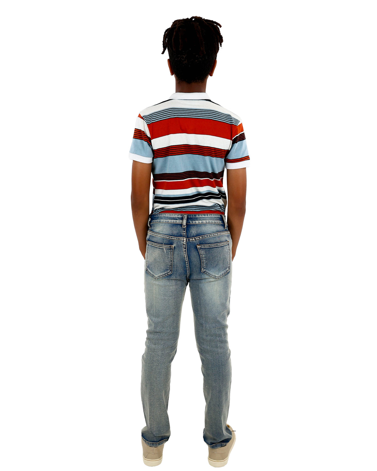 Straight Leg Medium Indigo Rip & Repair Jeans