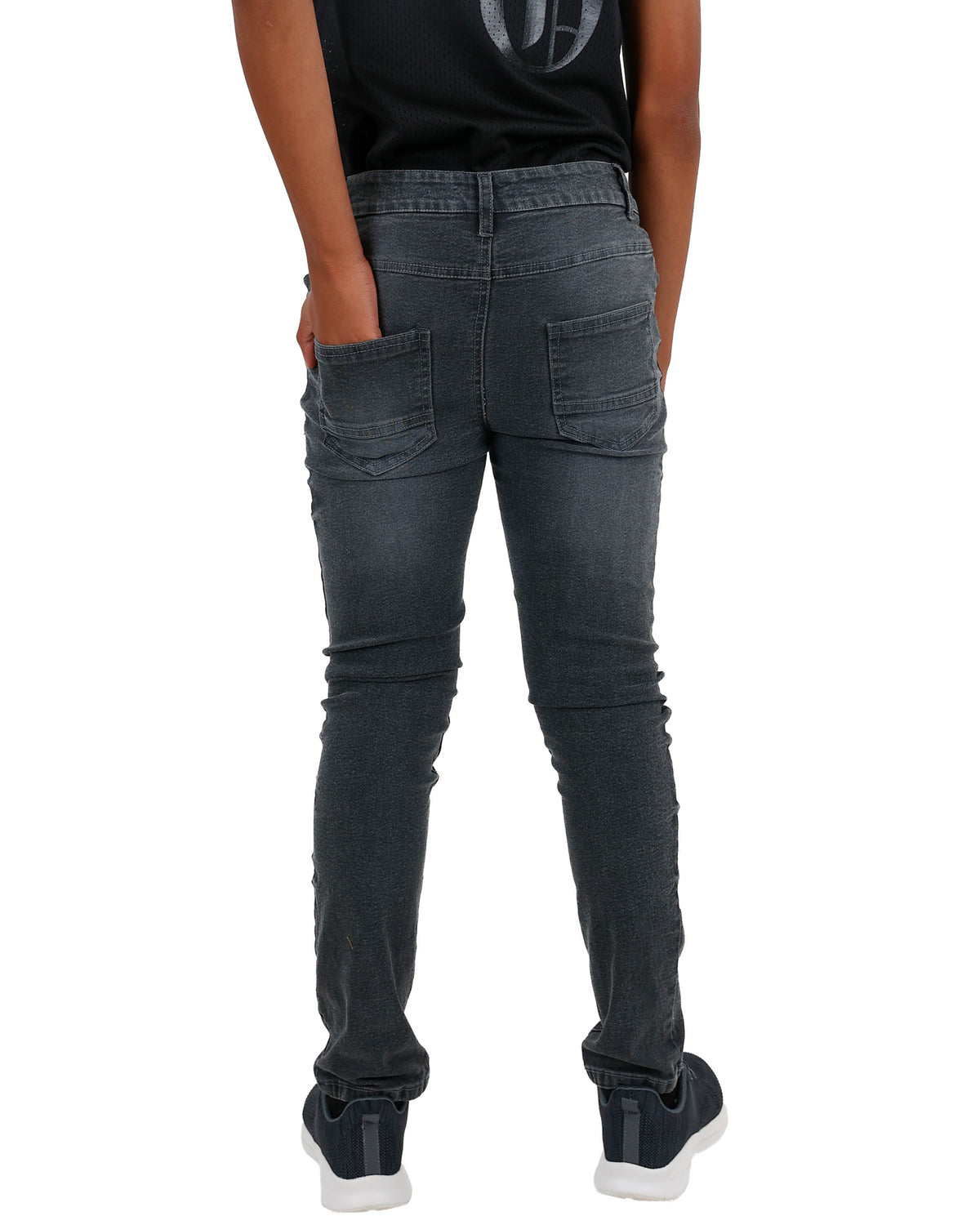 Grey Slim Fit Whiskers Stretch Jeans