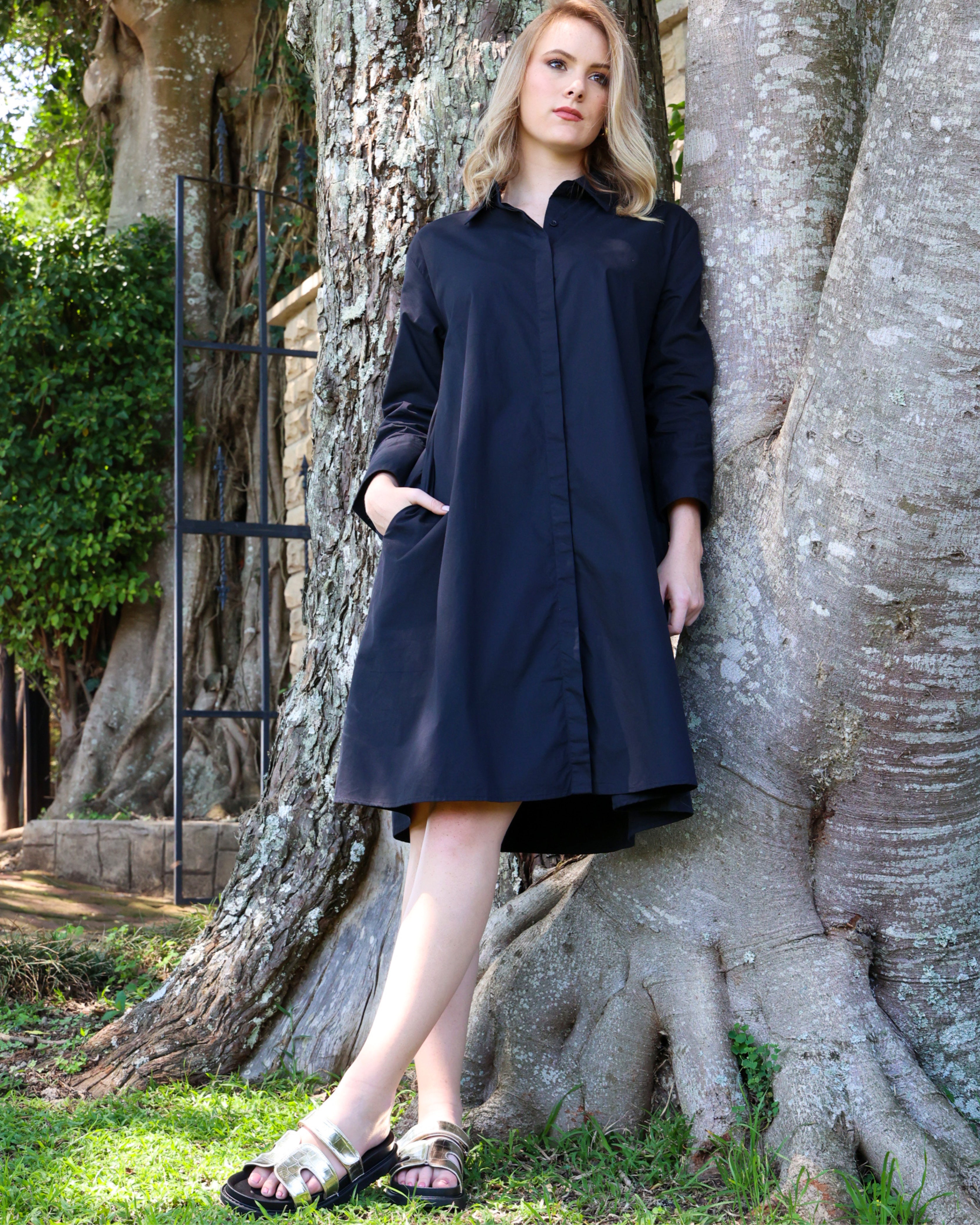Cotton Collared Swing Dress