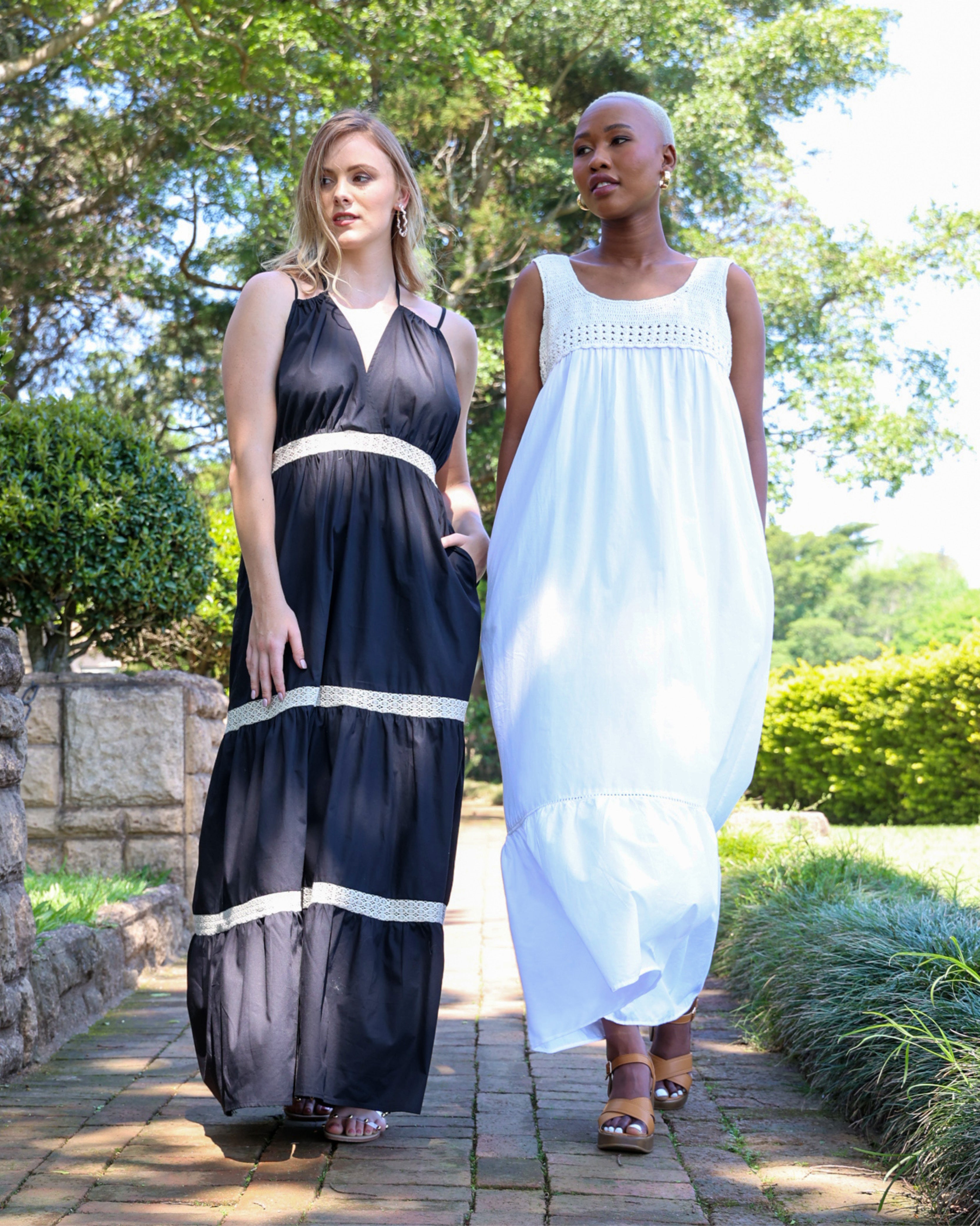 Cotton Crochet Yoke Maxi Dress