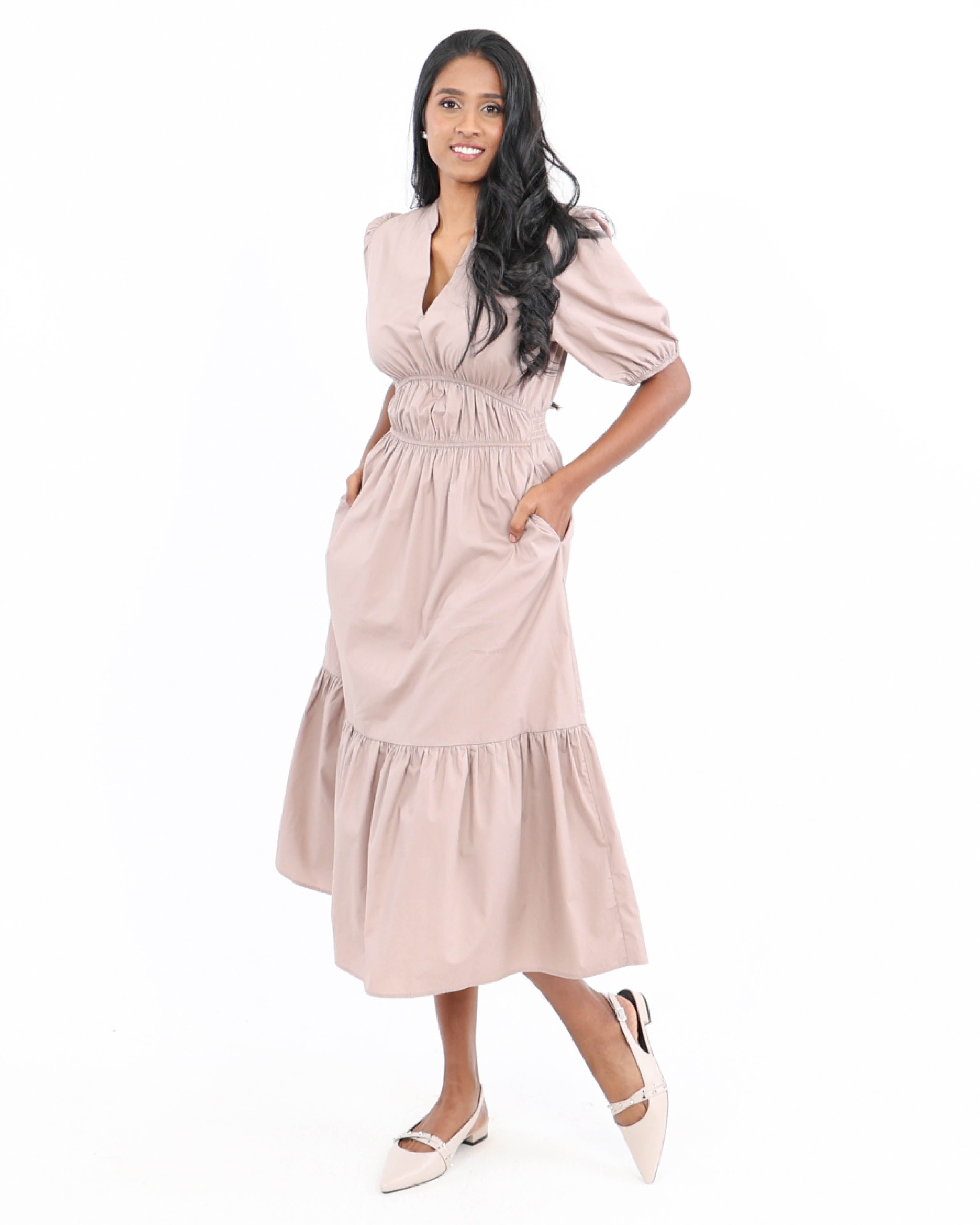 Ruched Detail Cotton Dress