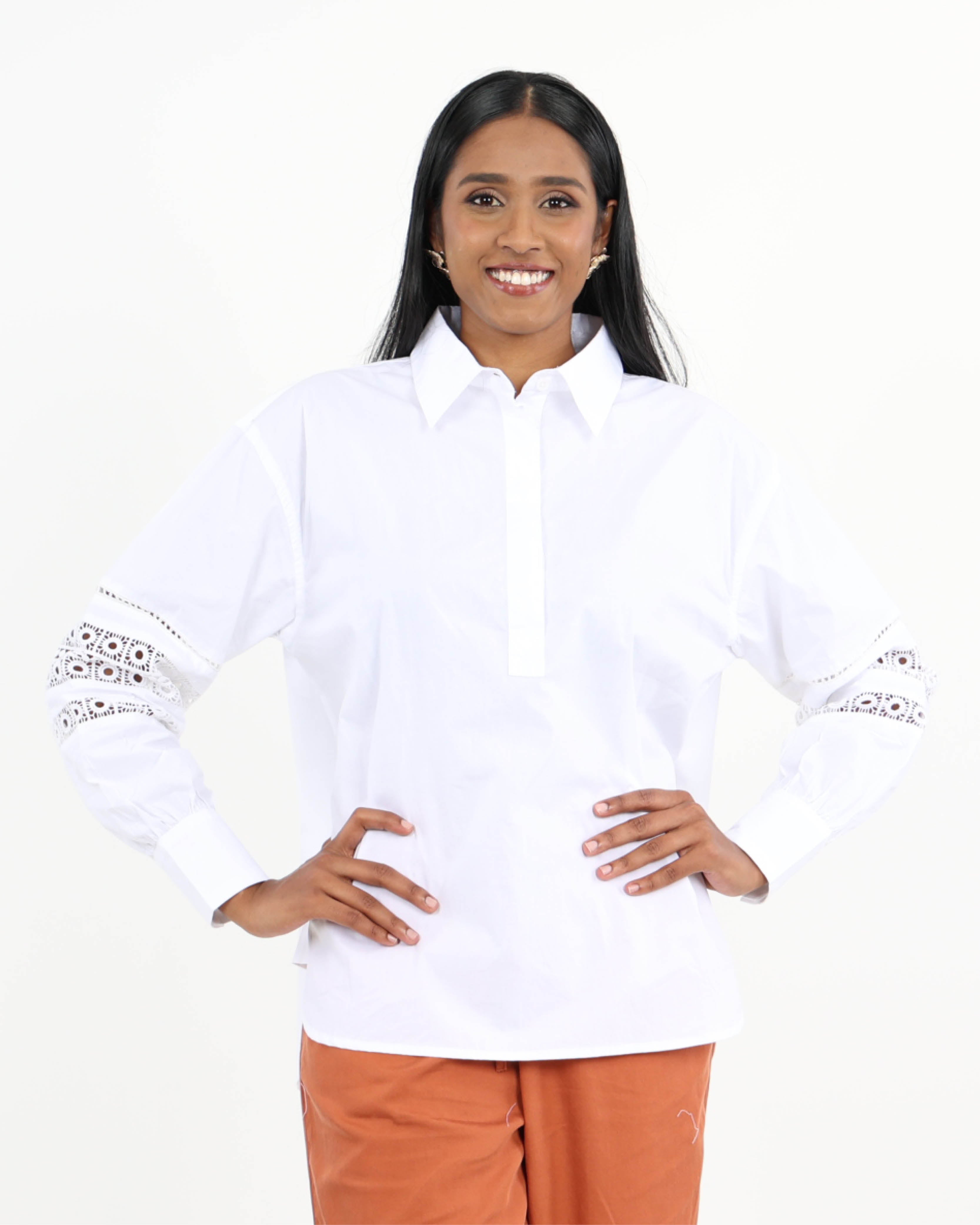 Château Thread Lace-Inset Shirt in Refined Cotton