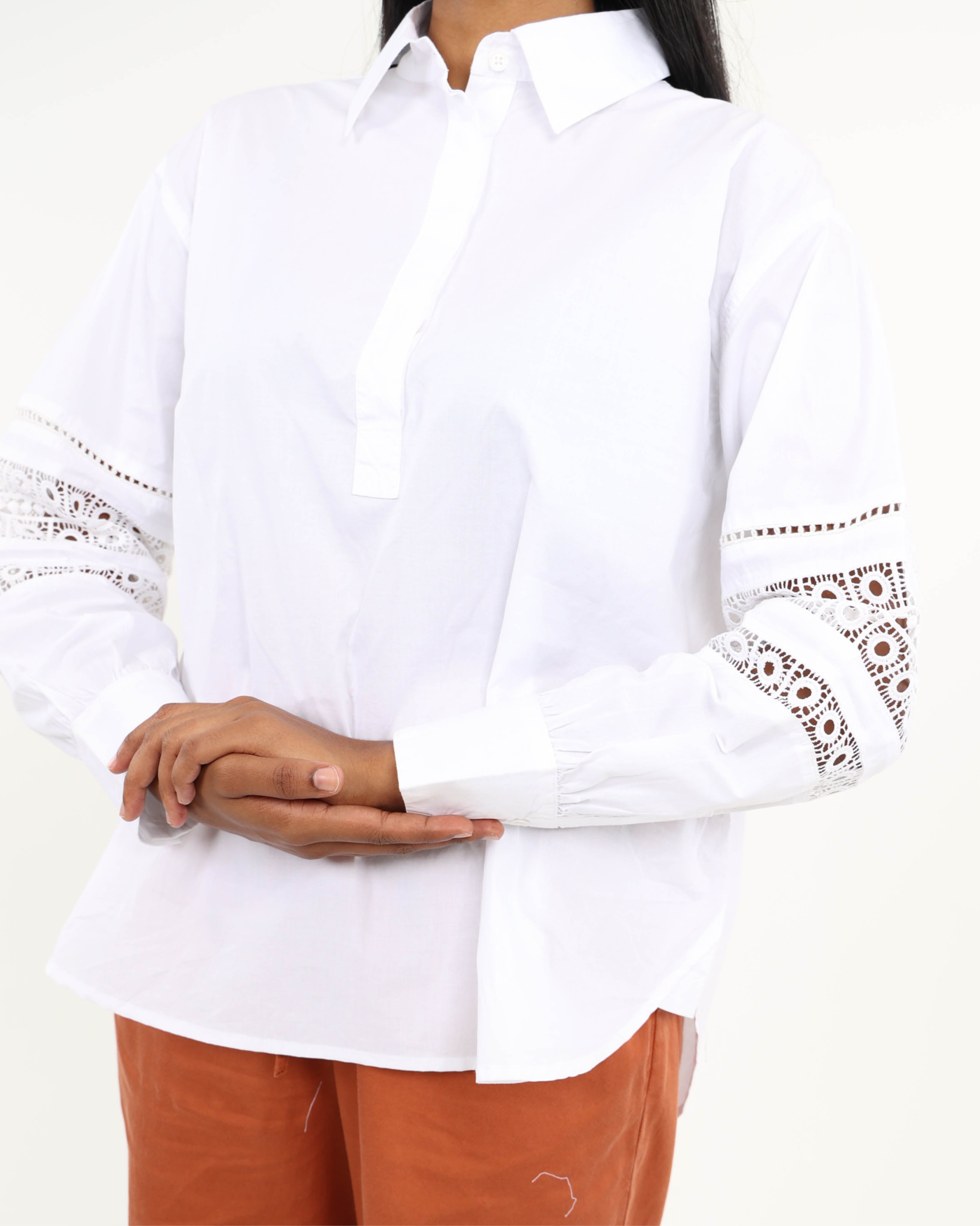Château Thread Lace-Inset Shirt in Refined Cotton