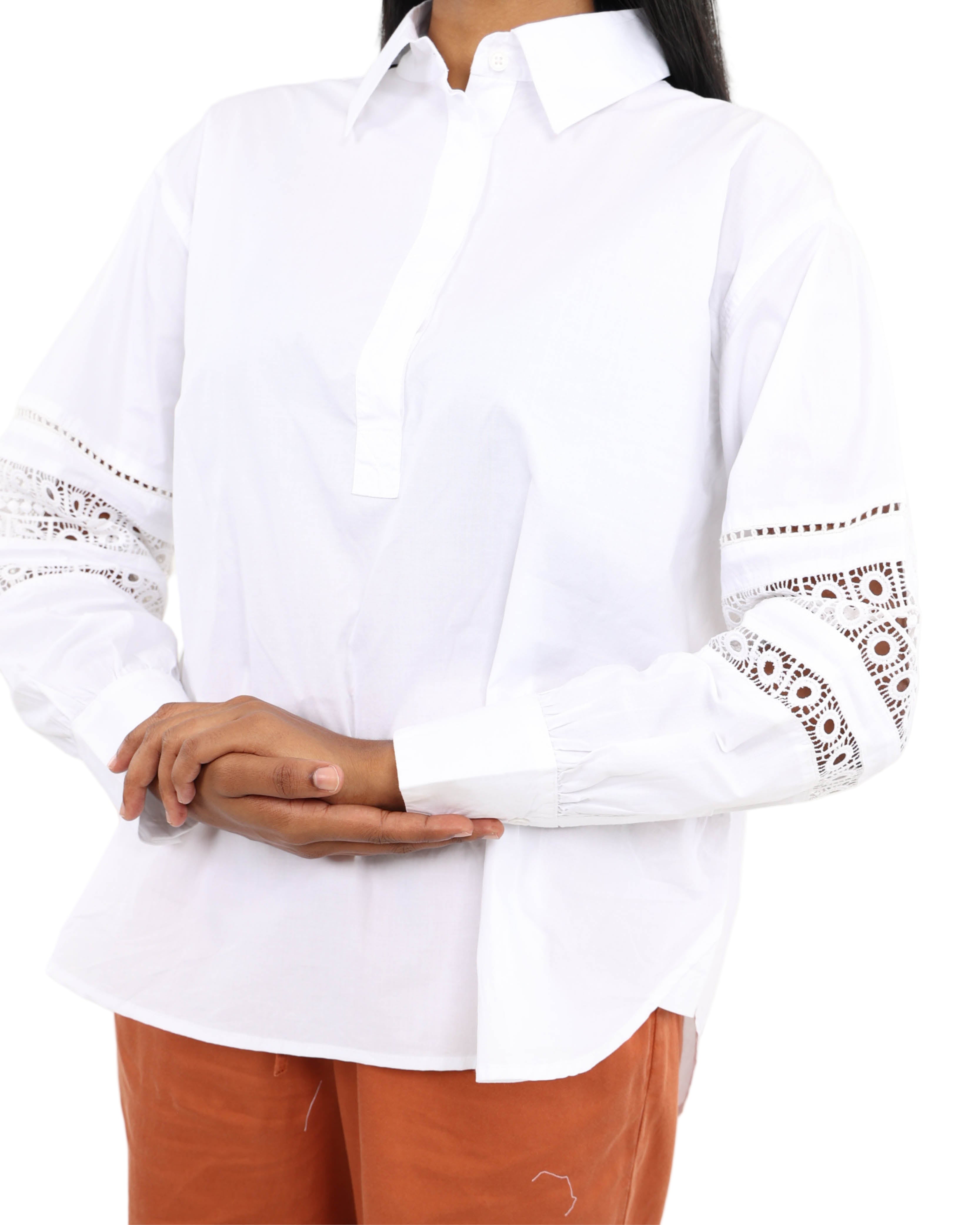 Château Thread Lace-Inset Shirt in Refined Cotton