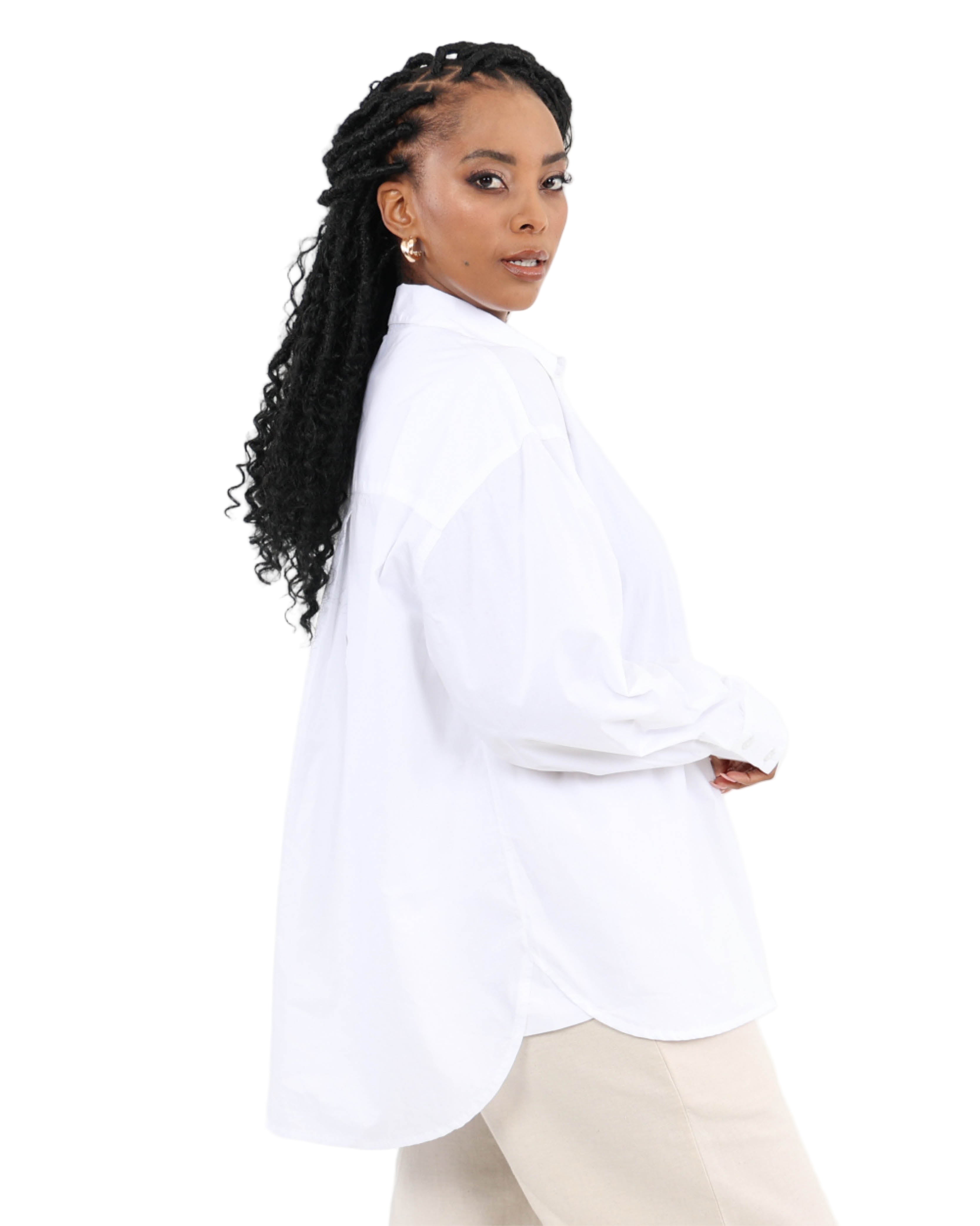 The Oversized Edit: Pure Cotton Shirt with Refined Placket Detailing