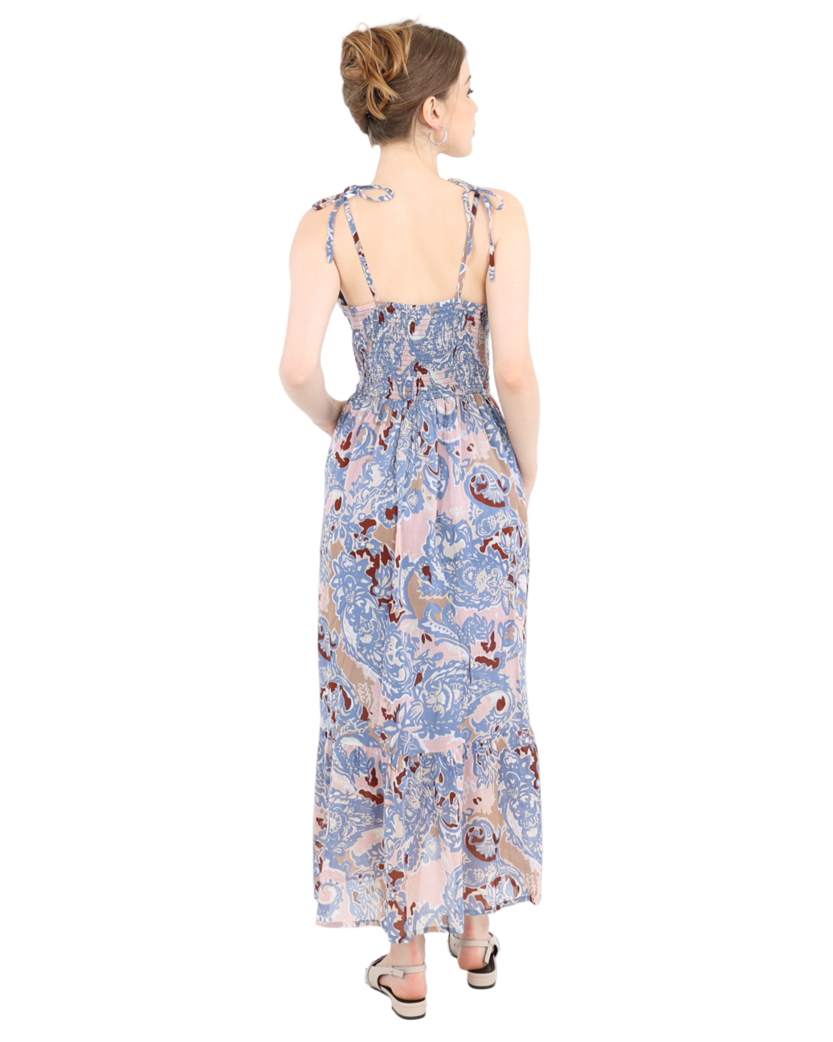 Strappy Paisley Whisper Maxi Cotton Dress