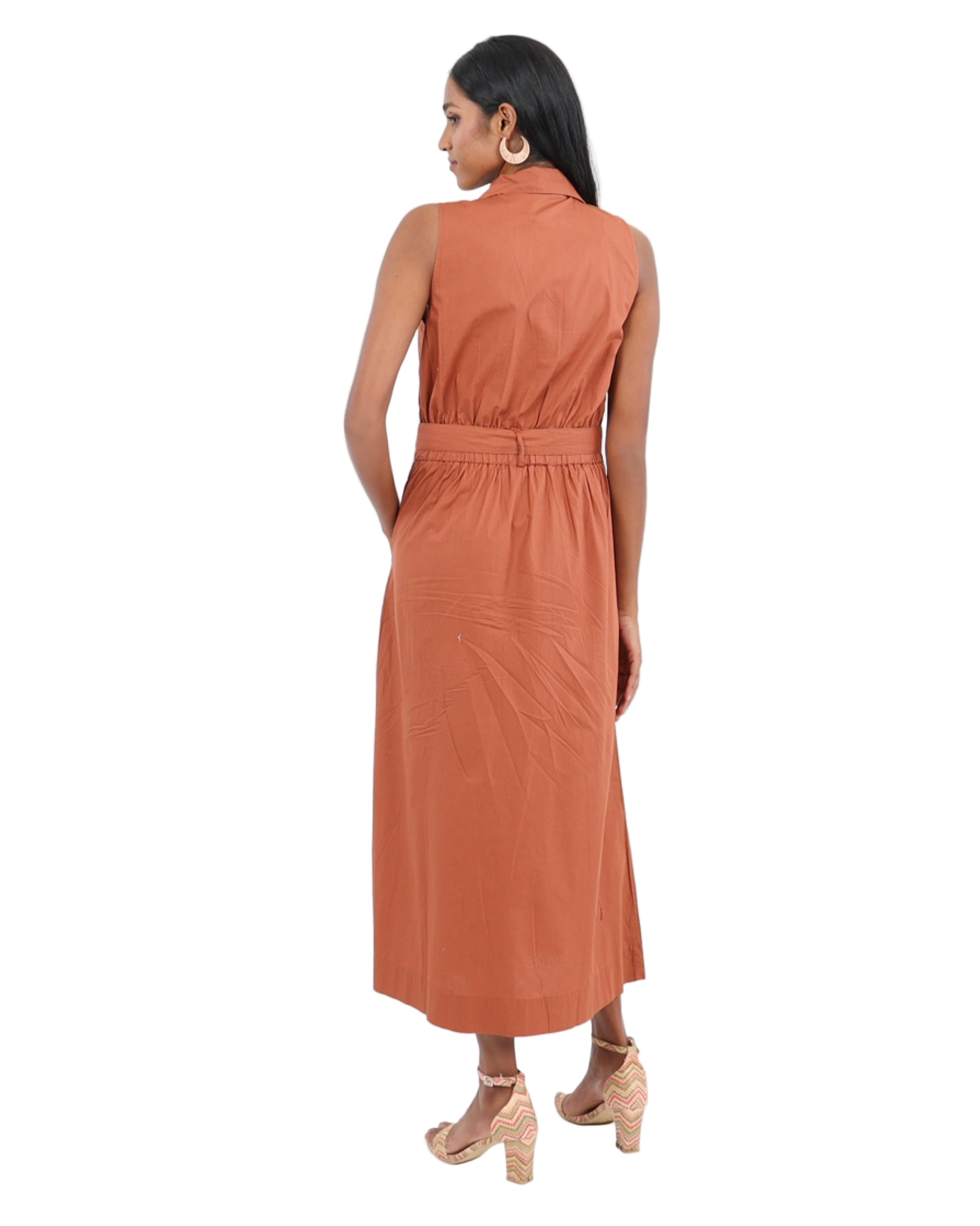 Sleeveless Sienna Tailored Cotton Wrap Maxi Dress