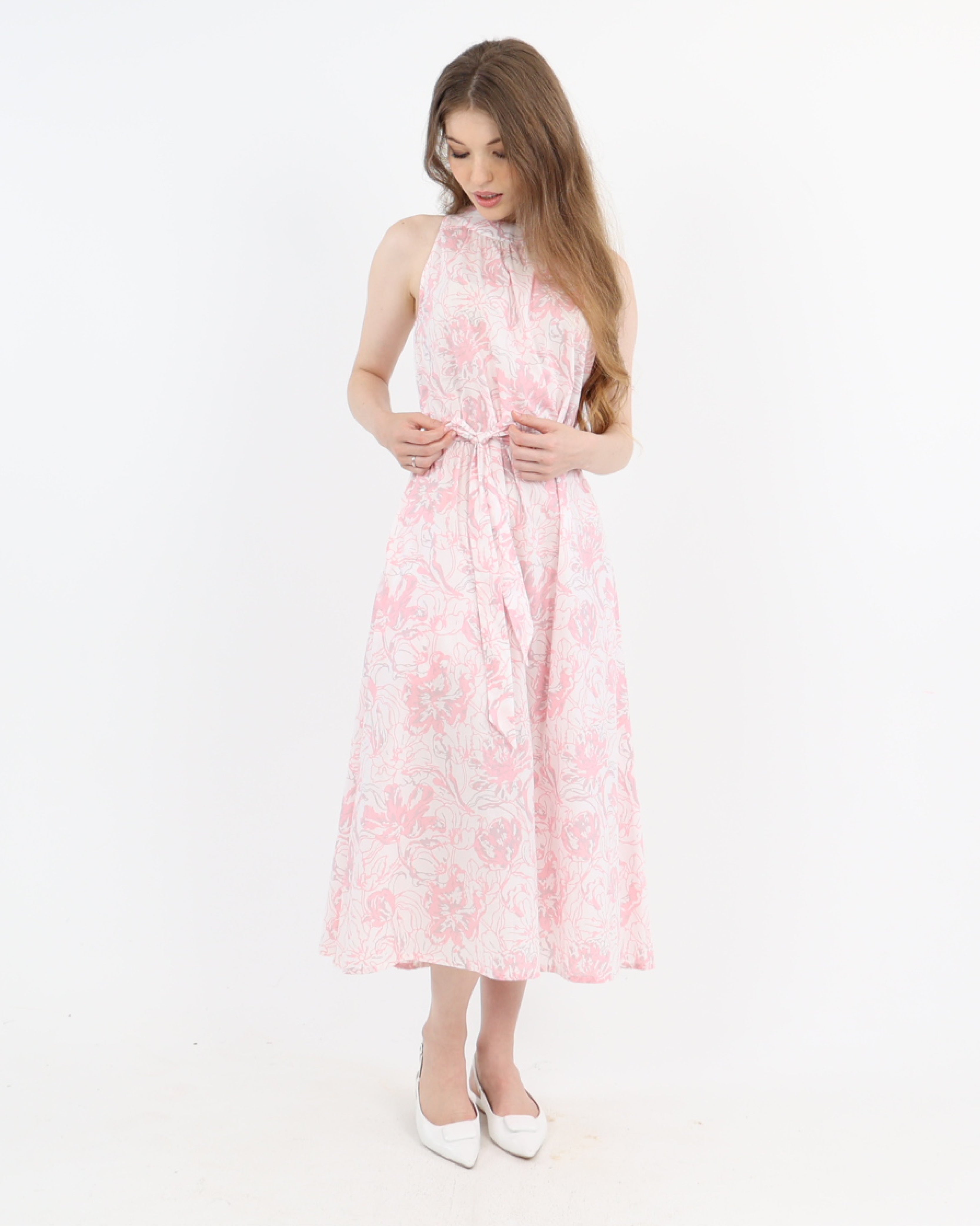 LDS HIGH NECK PTD DRESS