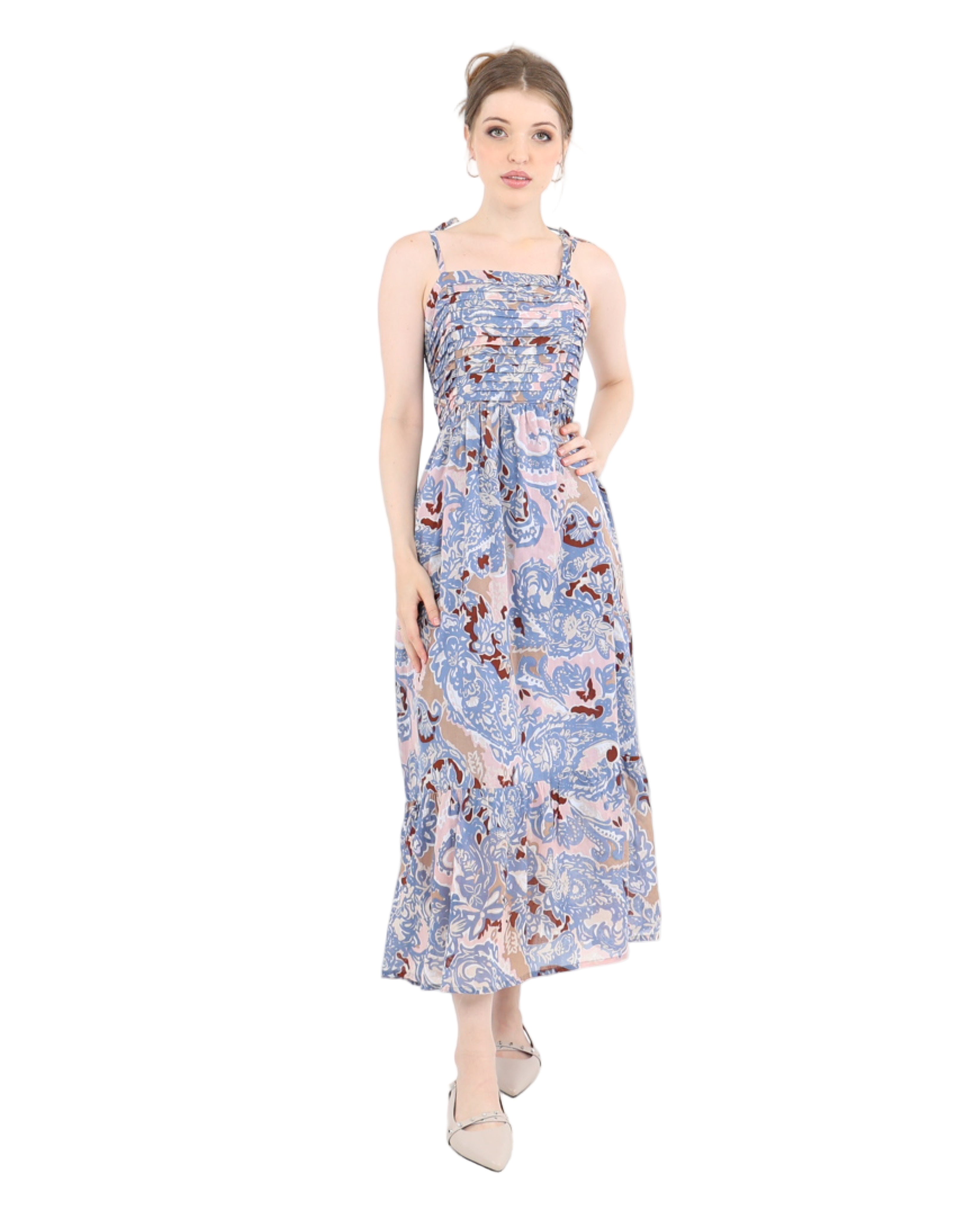 Strappy Paisley Whisper Maxi Cotton Dress