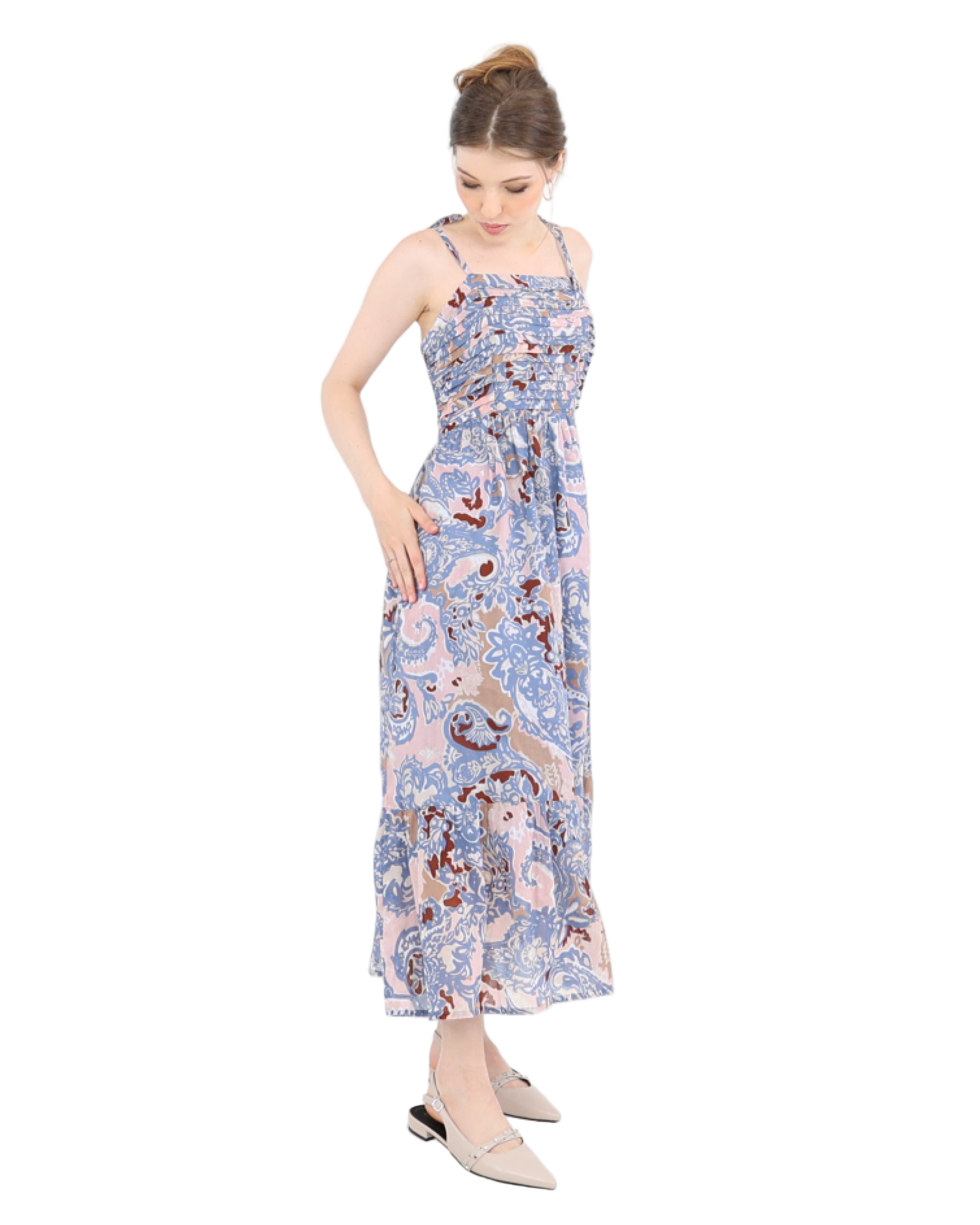 Strappy Paisley Whisper Maxi Cotton Dress