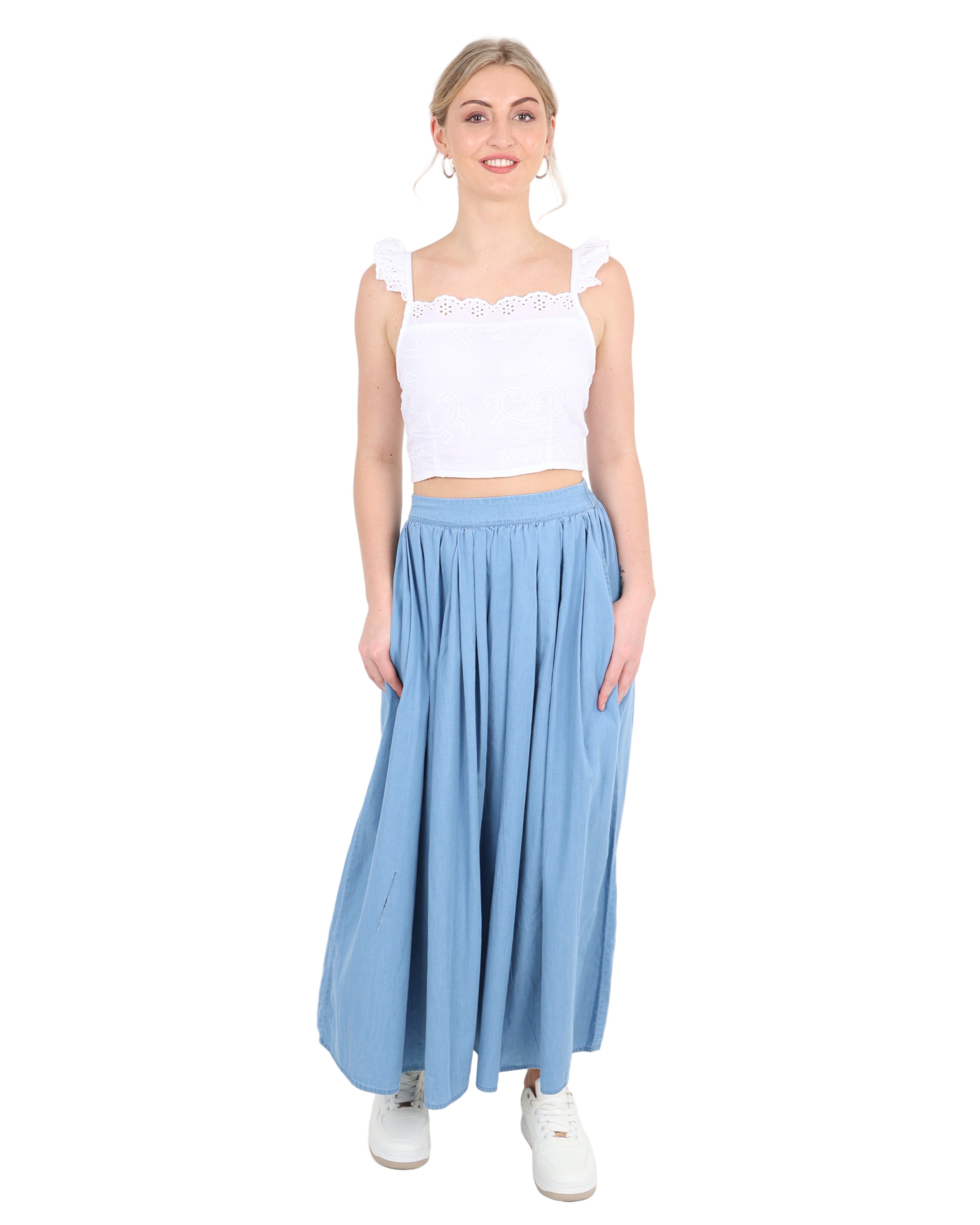 Marina Cotton Denim Maxi Skirt