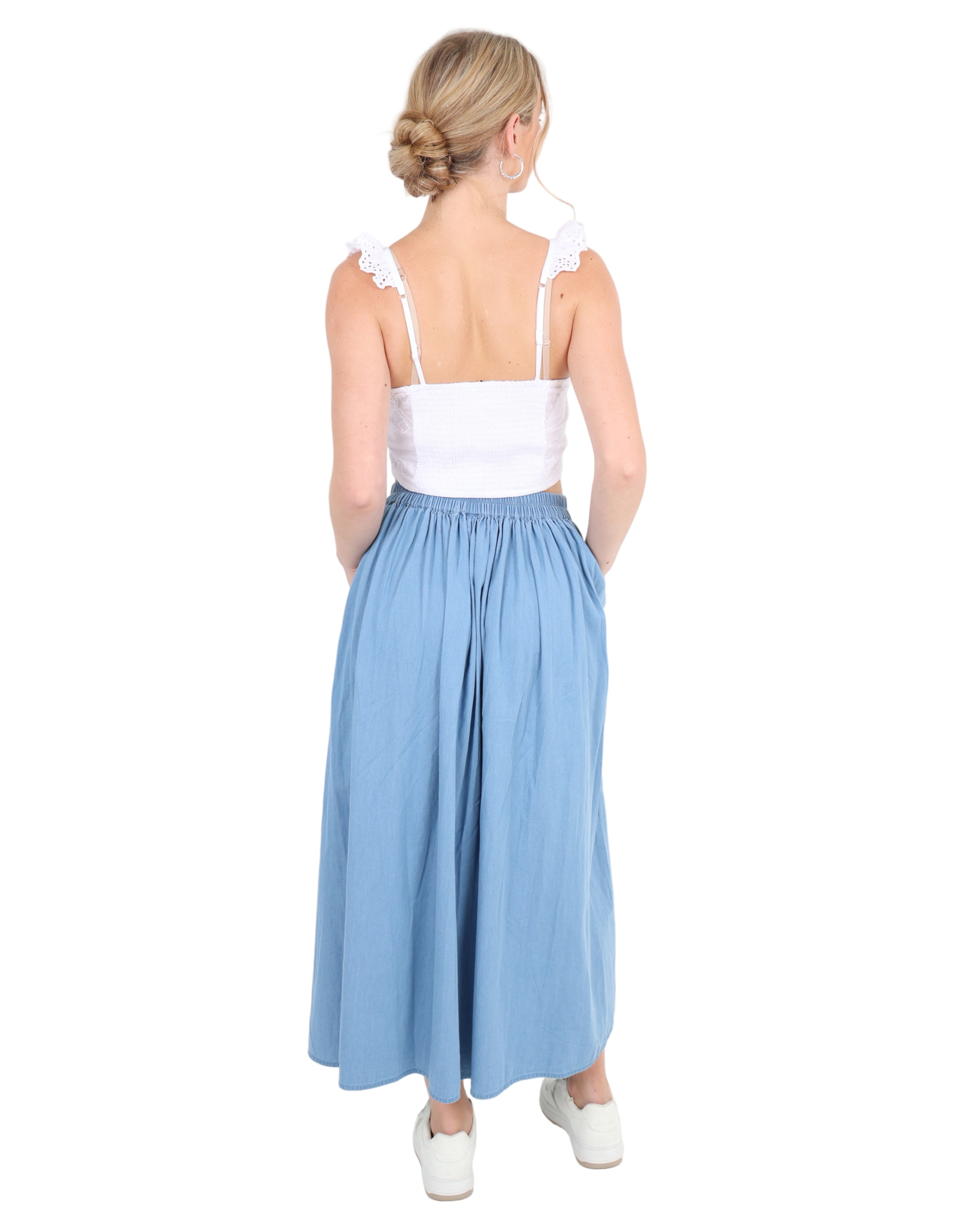Marina Cotton Denim Maxi Skirt