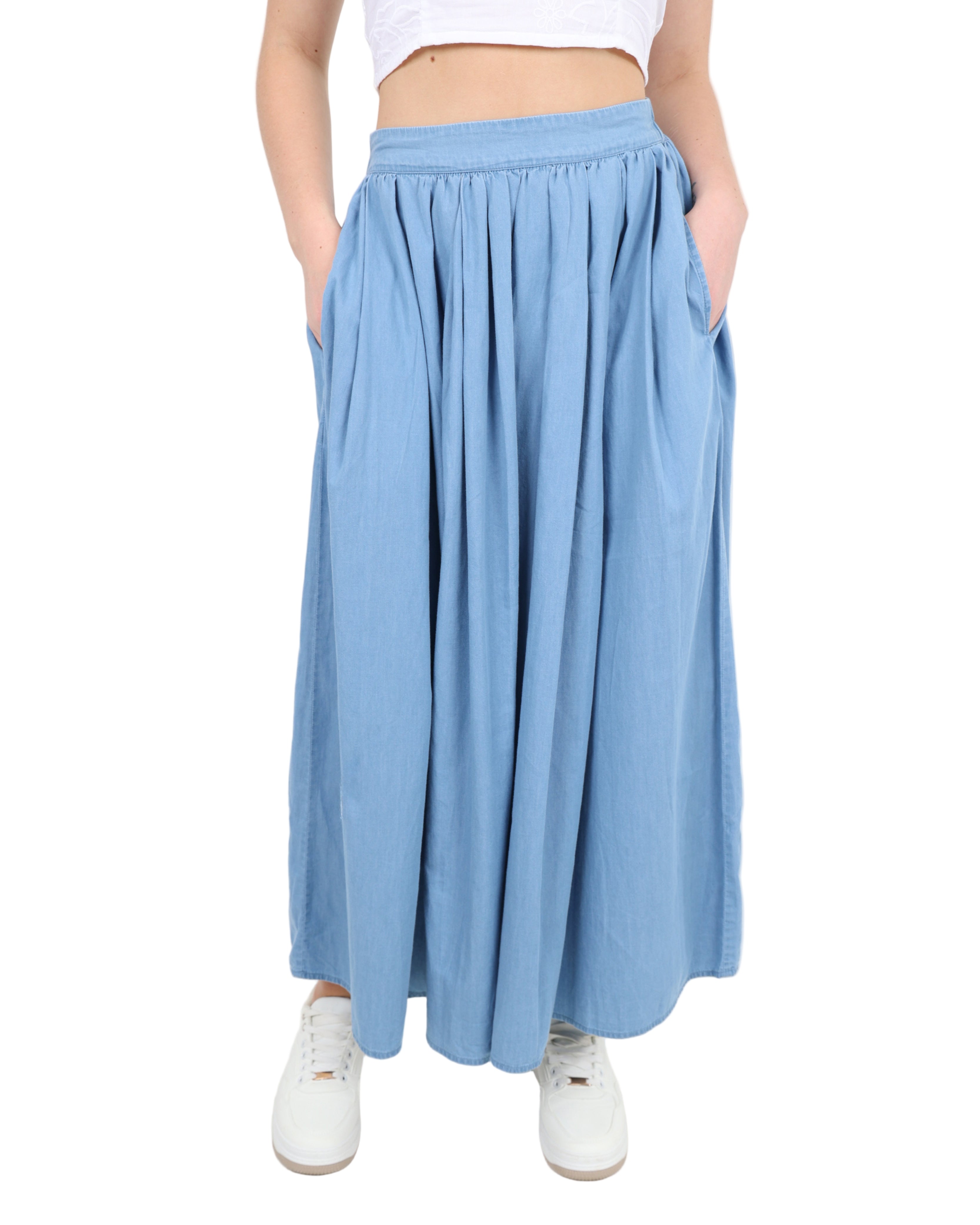 Marina Cotton Denim Maxi Skirt