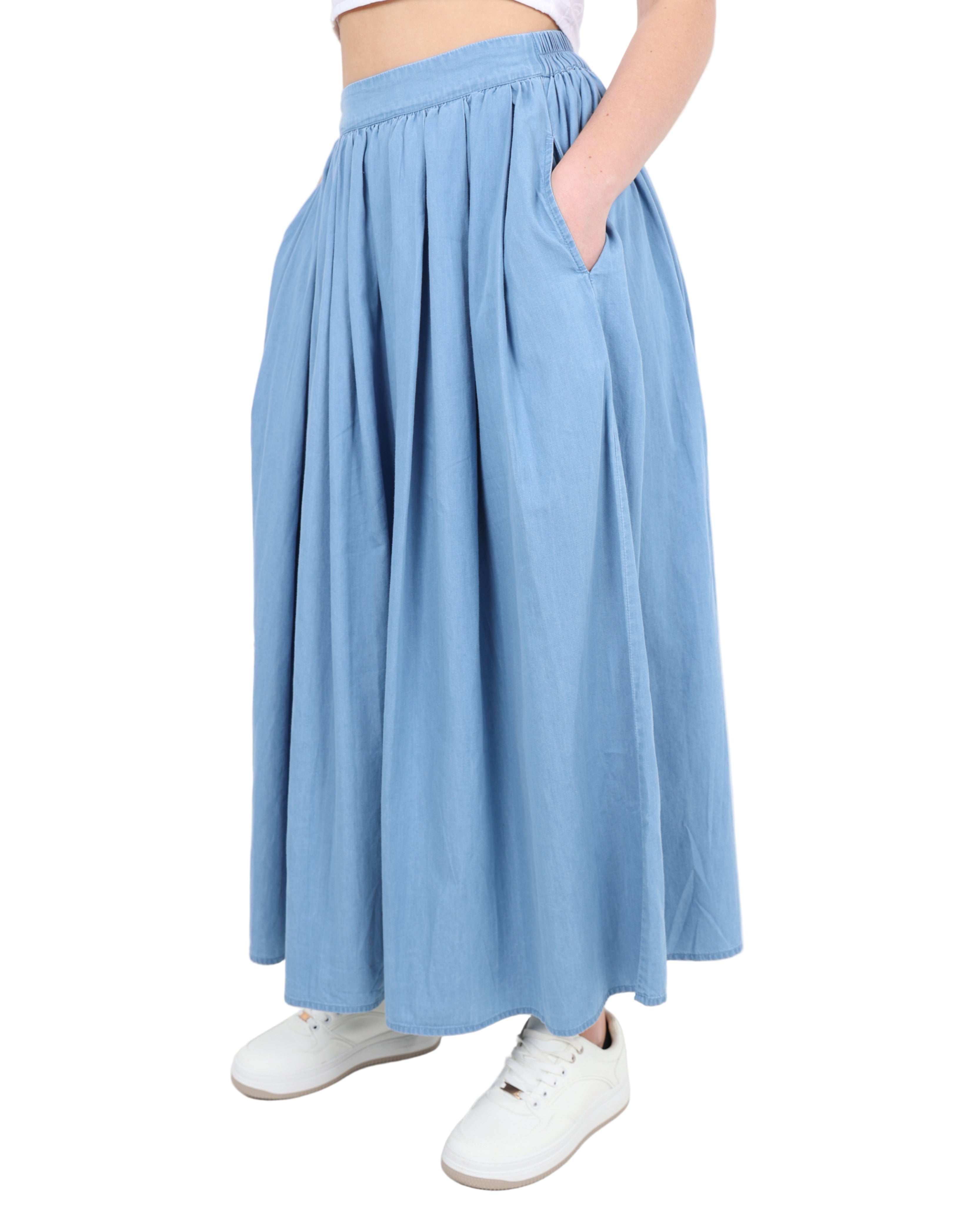 Marina Cotton Denim Maxi Skirt