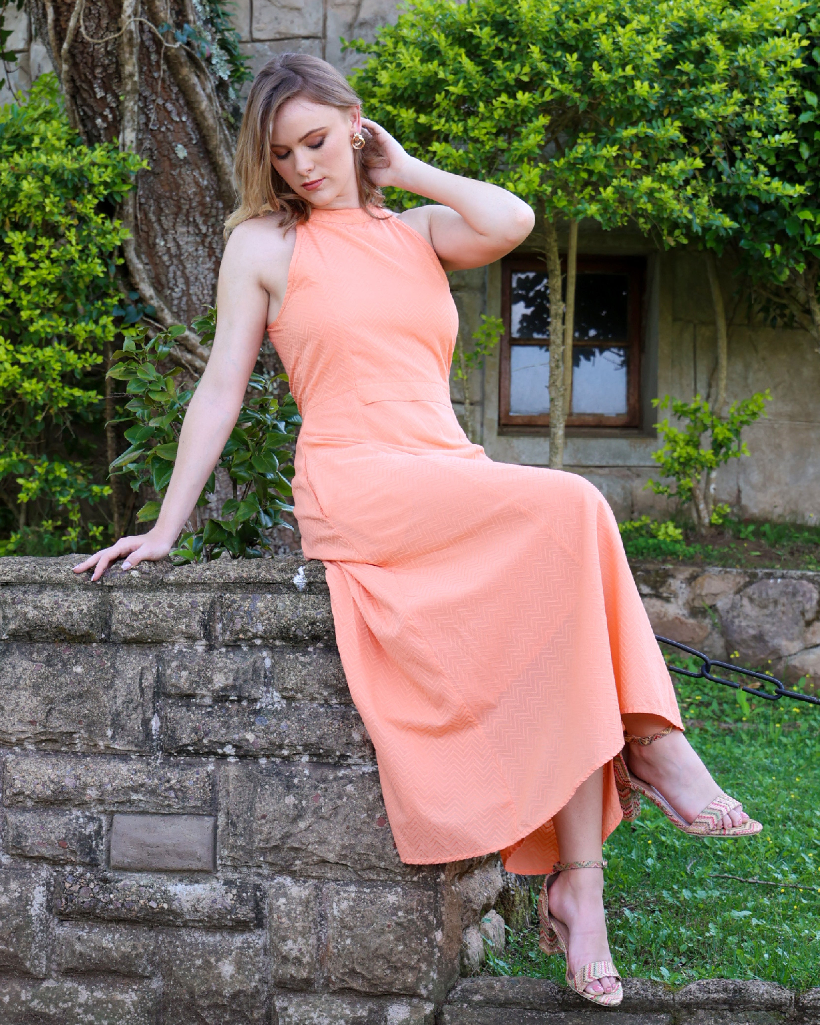 Halter Neck Maxi Cotton Dress