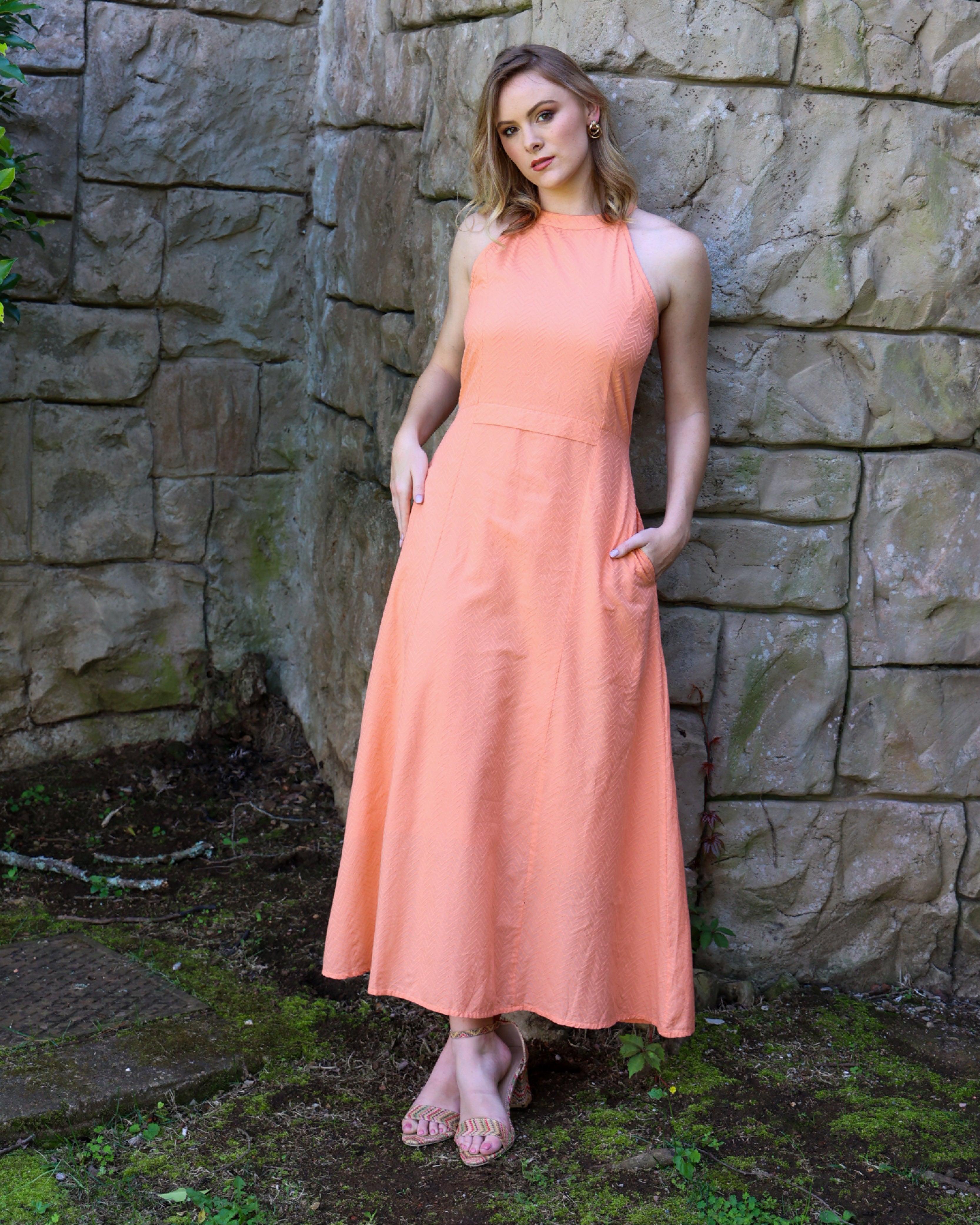 Halter Neck Maxi Cotton Dress