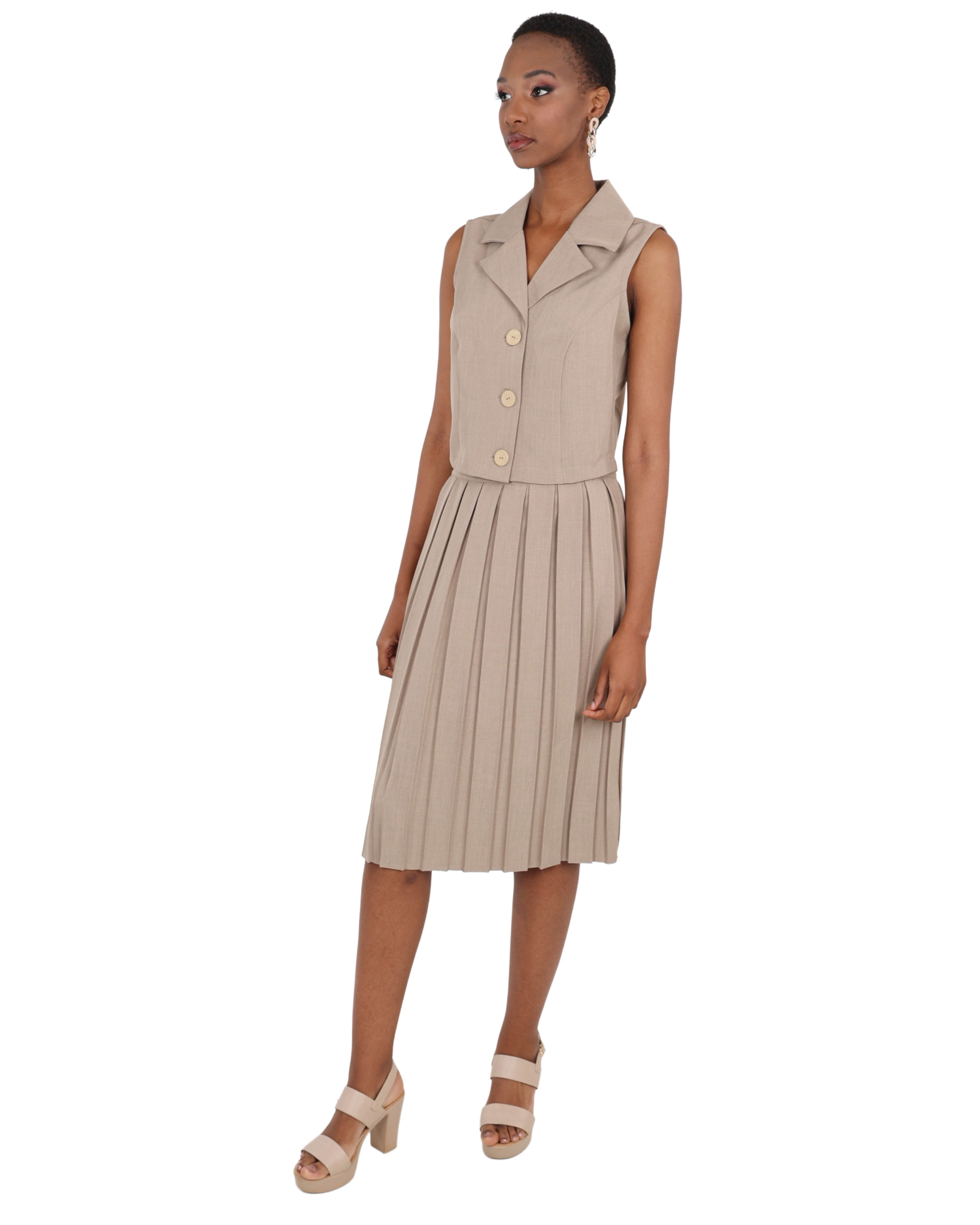 Box Pleat Knee Length Skirt