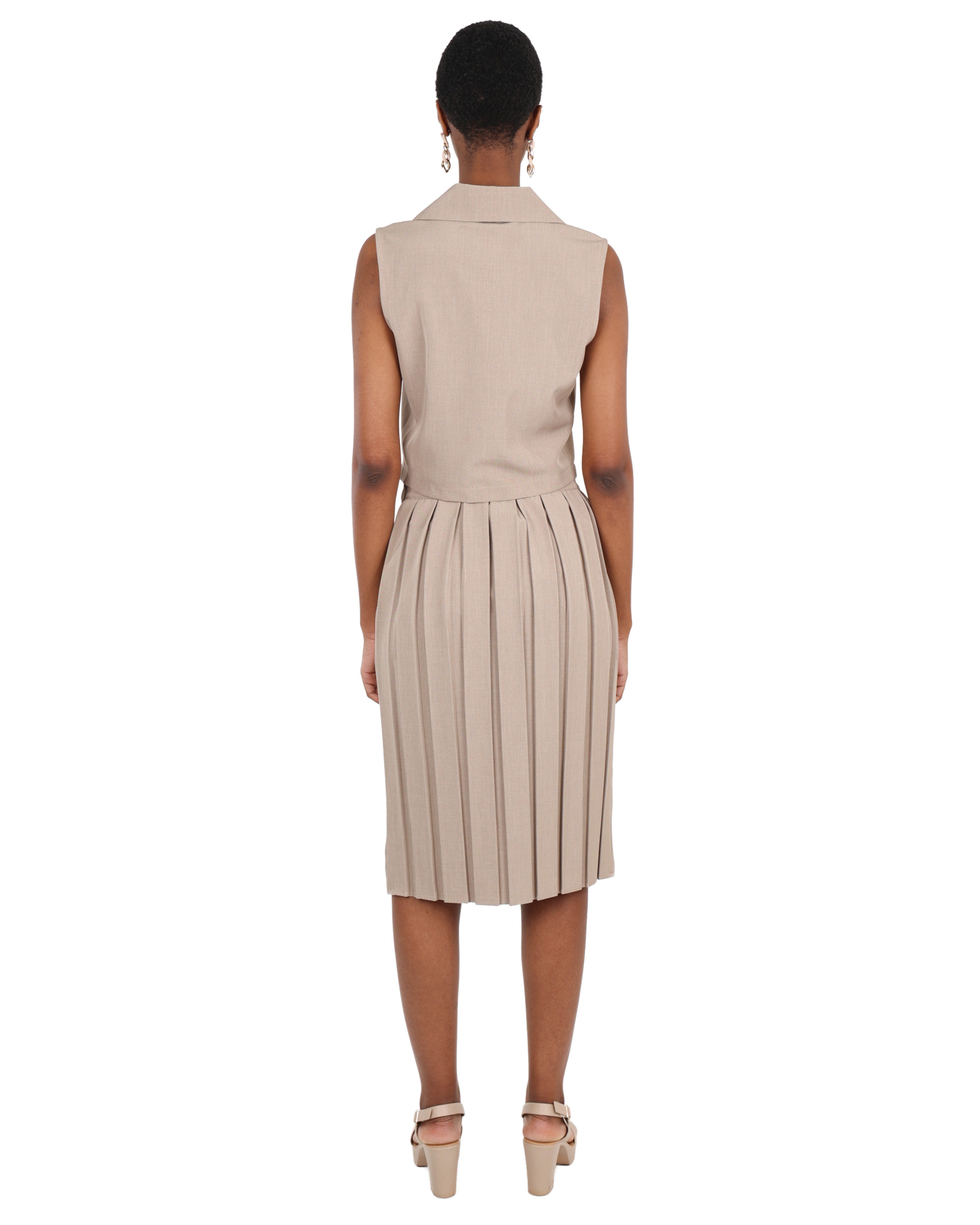 Box Pleat Knee Length Skirt