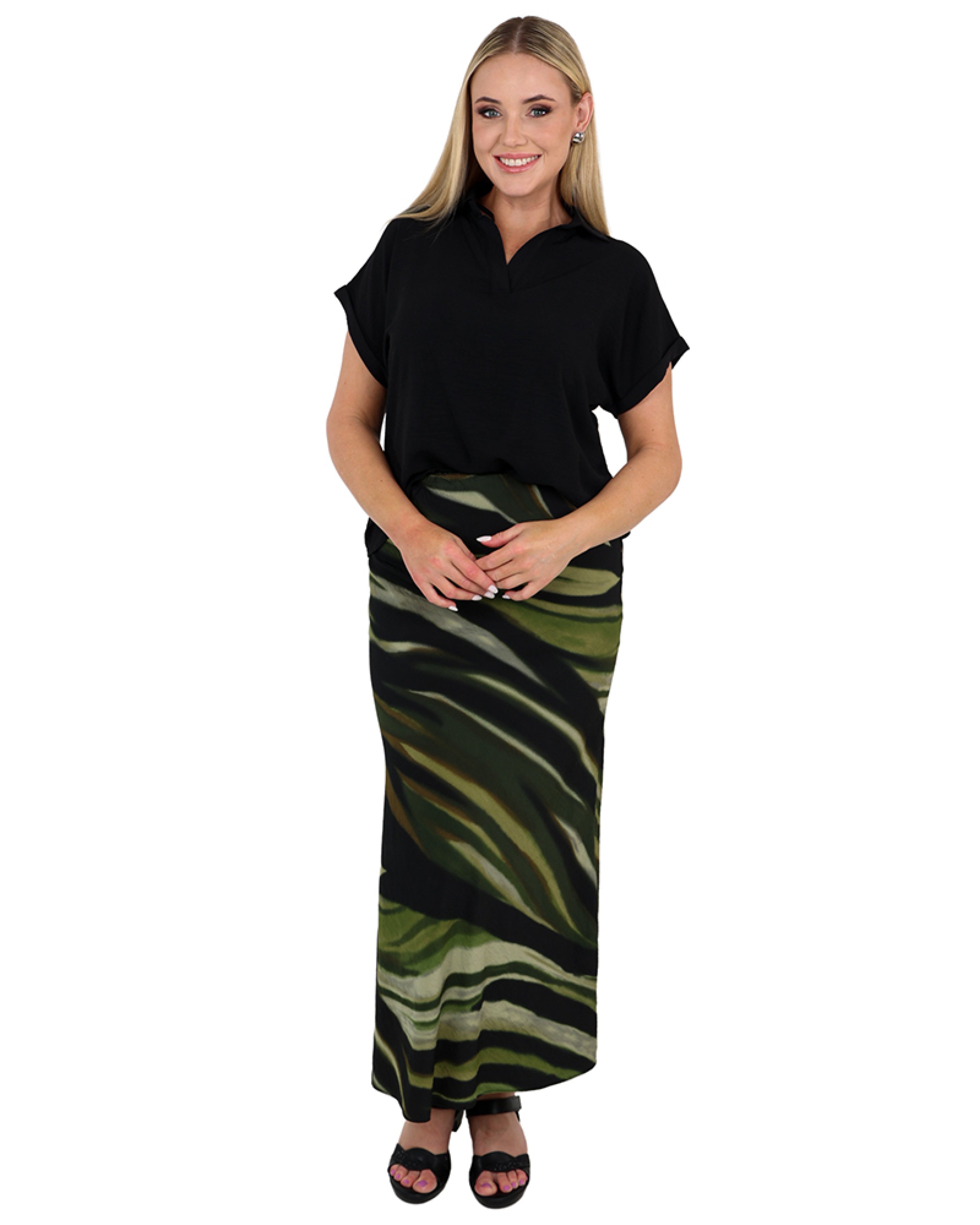 Abstract Print Bias Cut Maxi Skirt