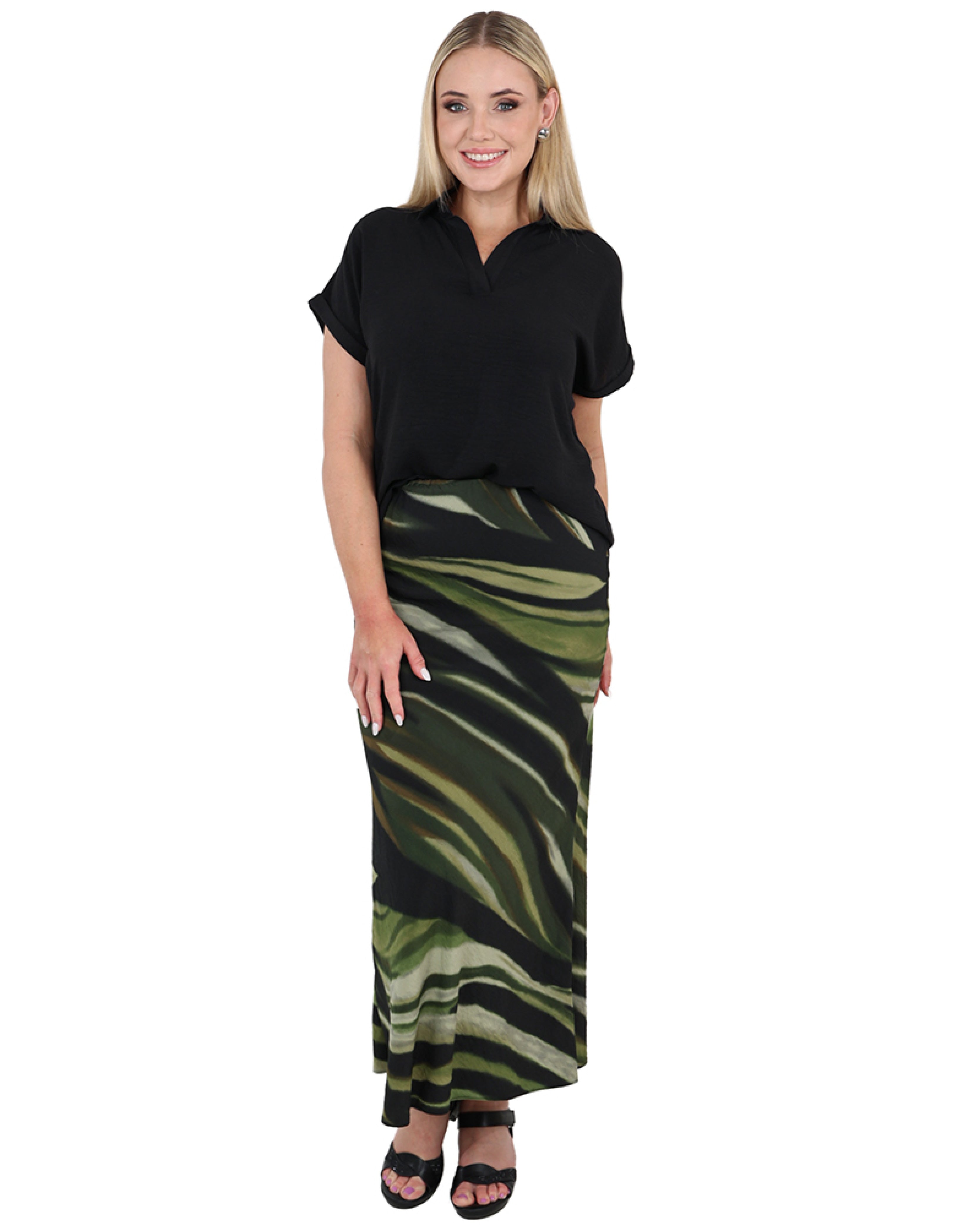 Abstract Print Bias Cut Maxi Skirt