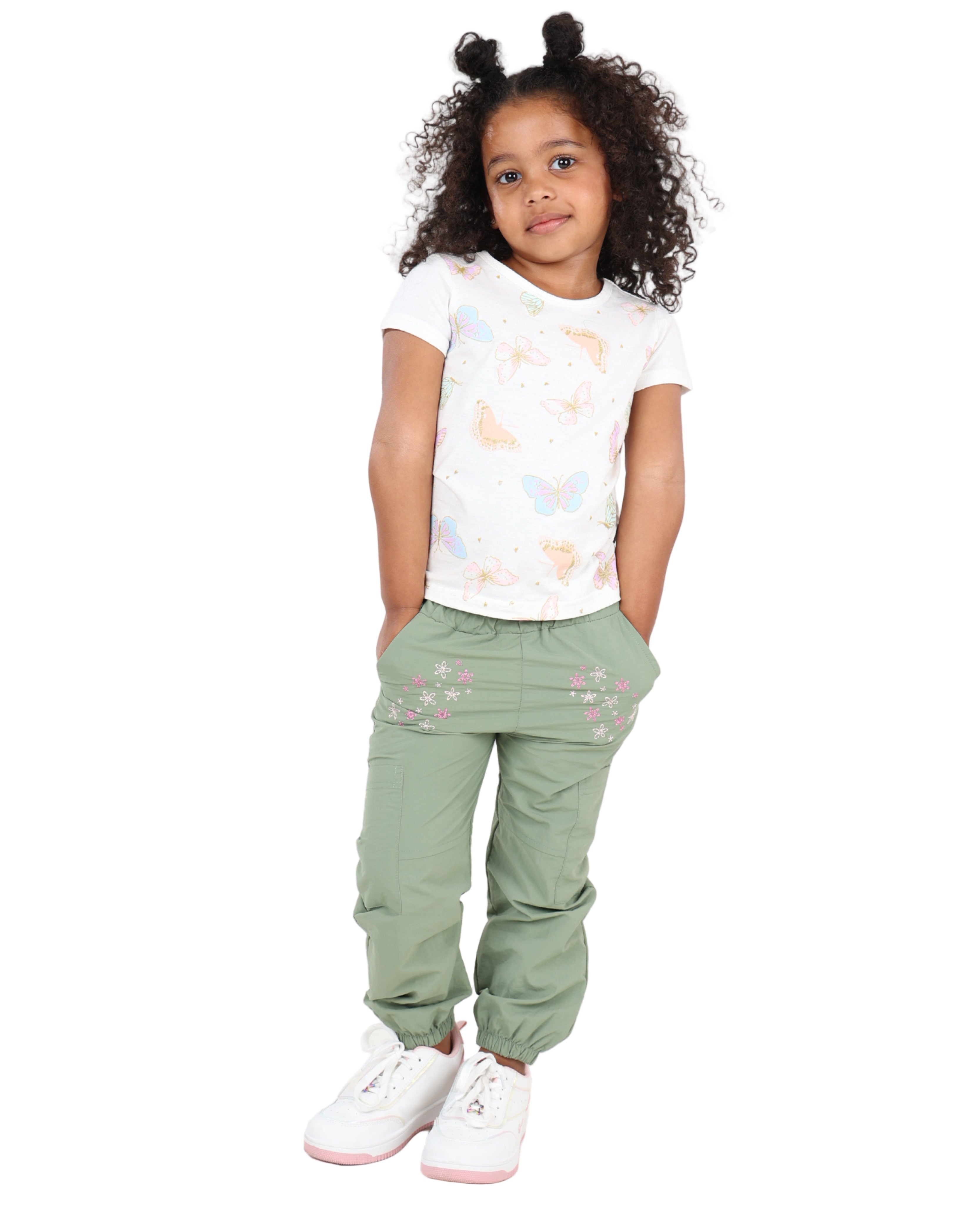 Embroidered Detail Parachute Pants