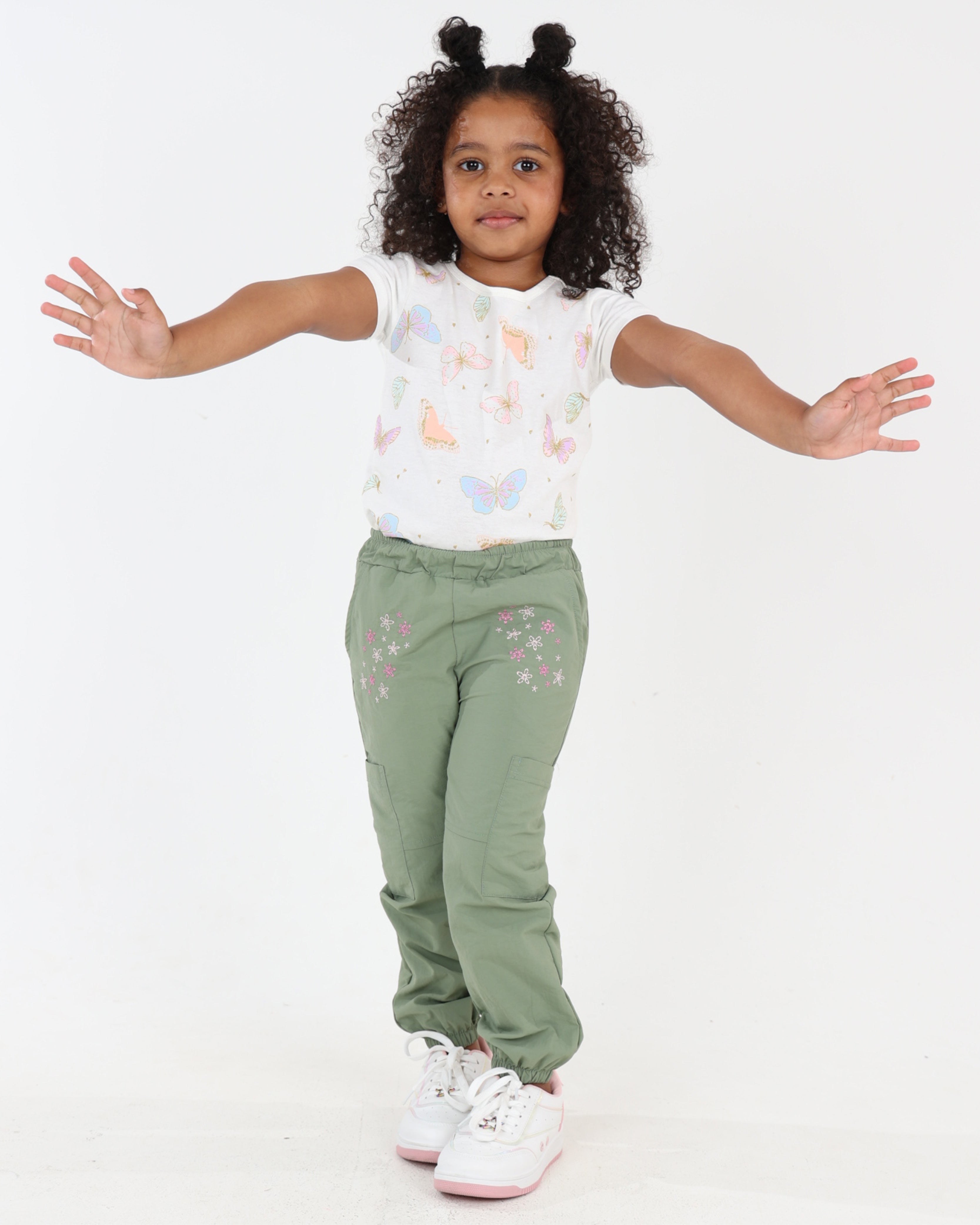 Embroidered Detail Parachute Pants