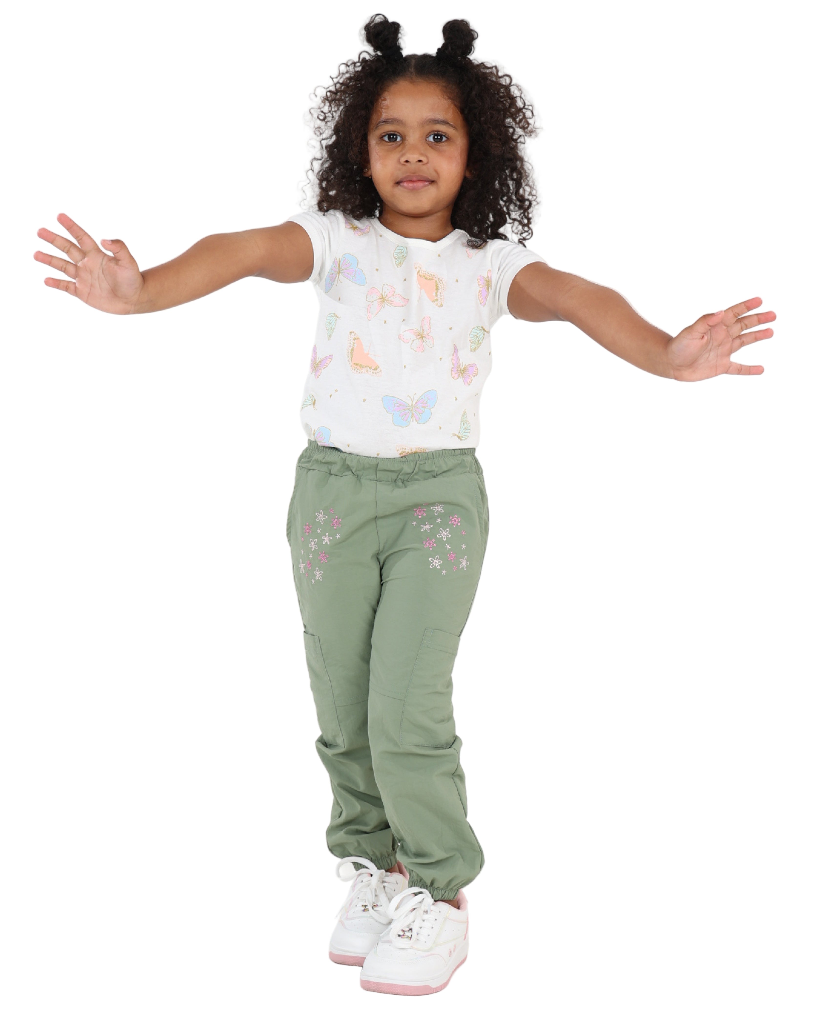 Embroidered Detail Parachute Pants