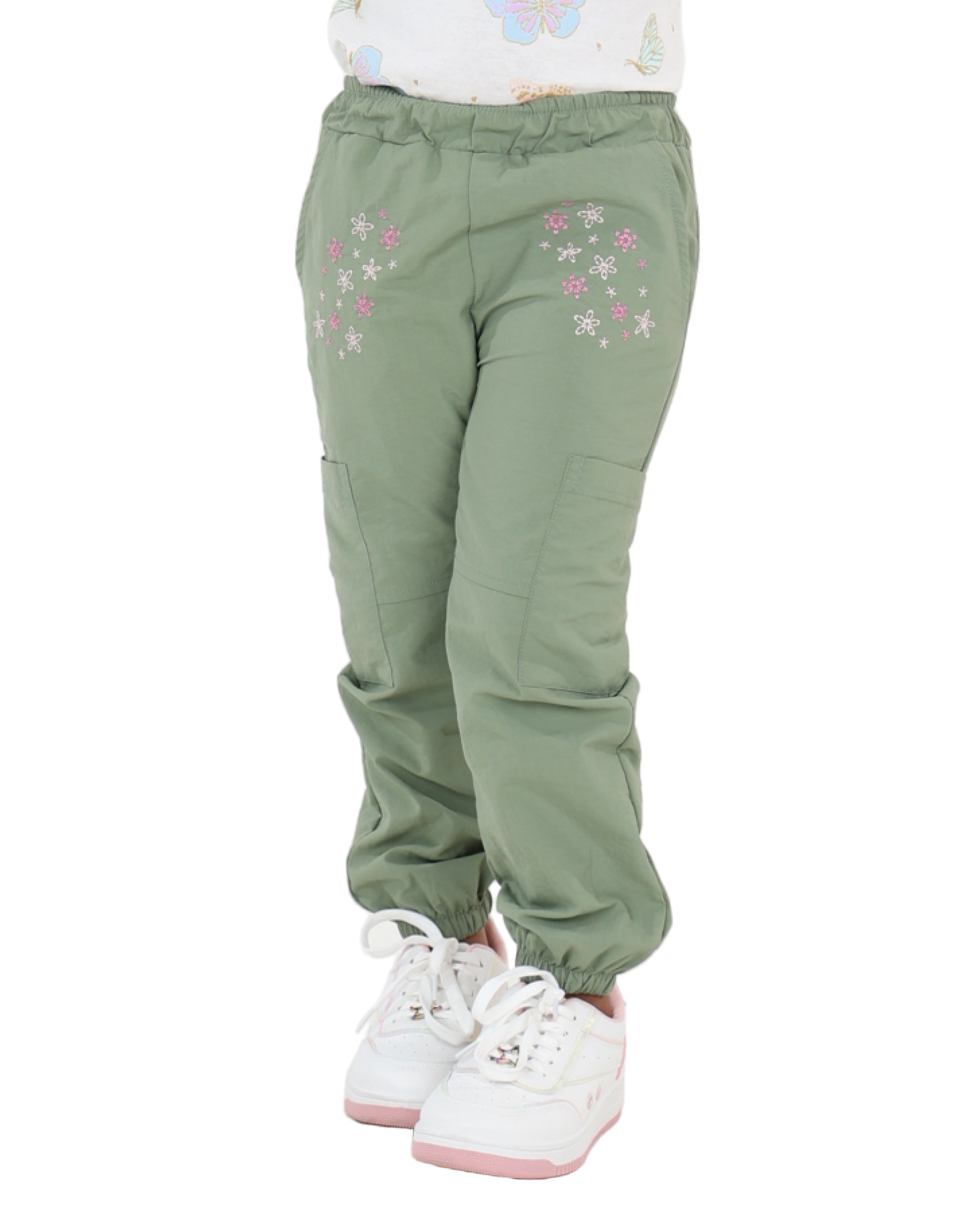 Embroidered Detail Parachute Pants