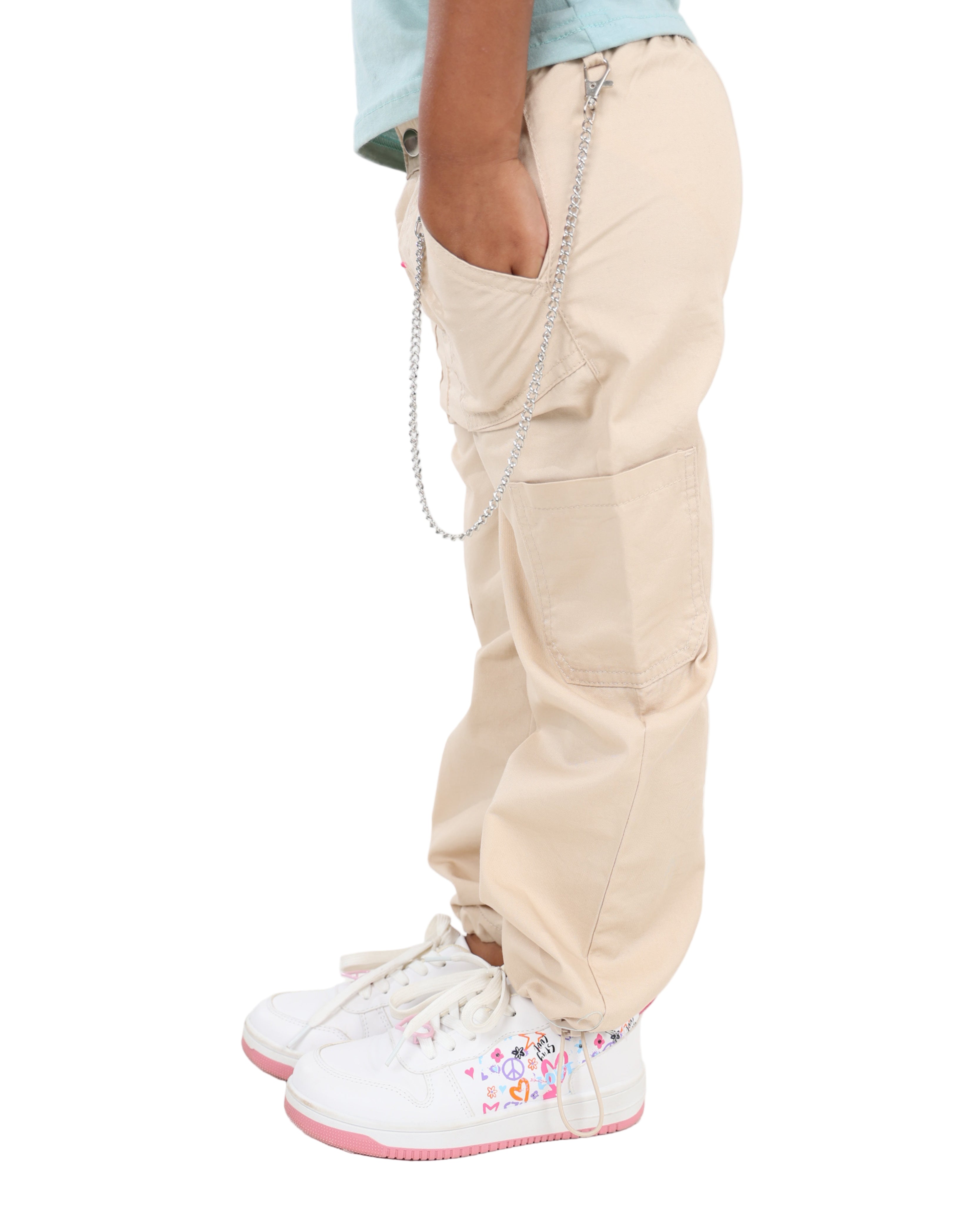 Chain Detail Stone Cargo Joggers