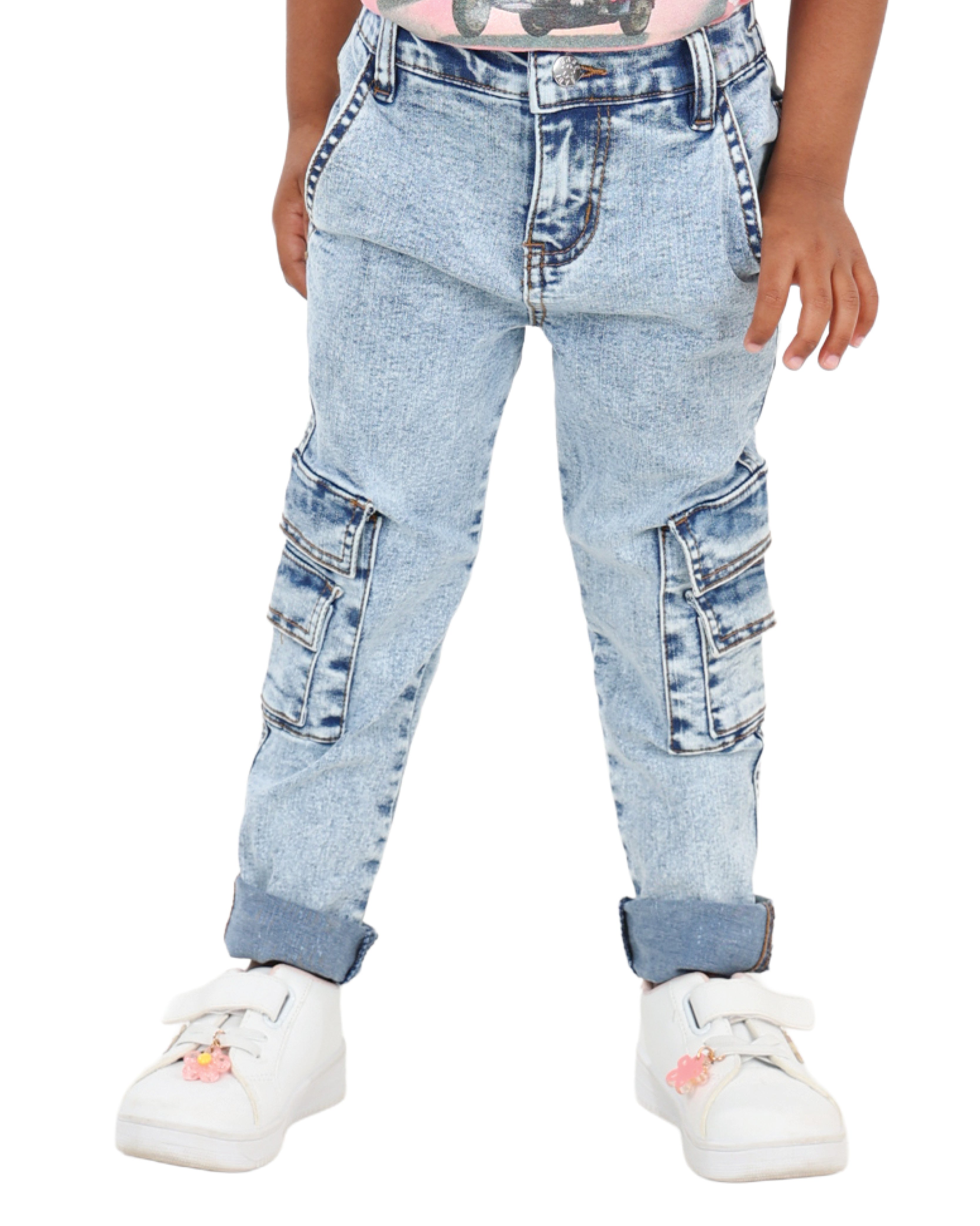 Snow Wash Cargo Jeans