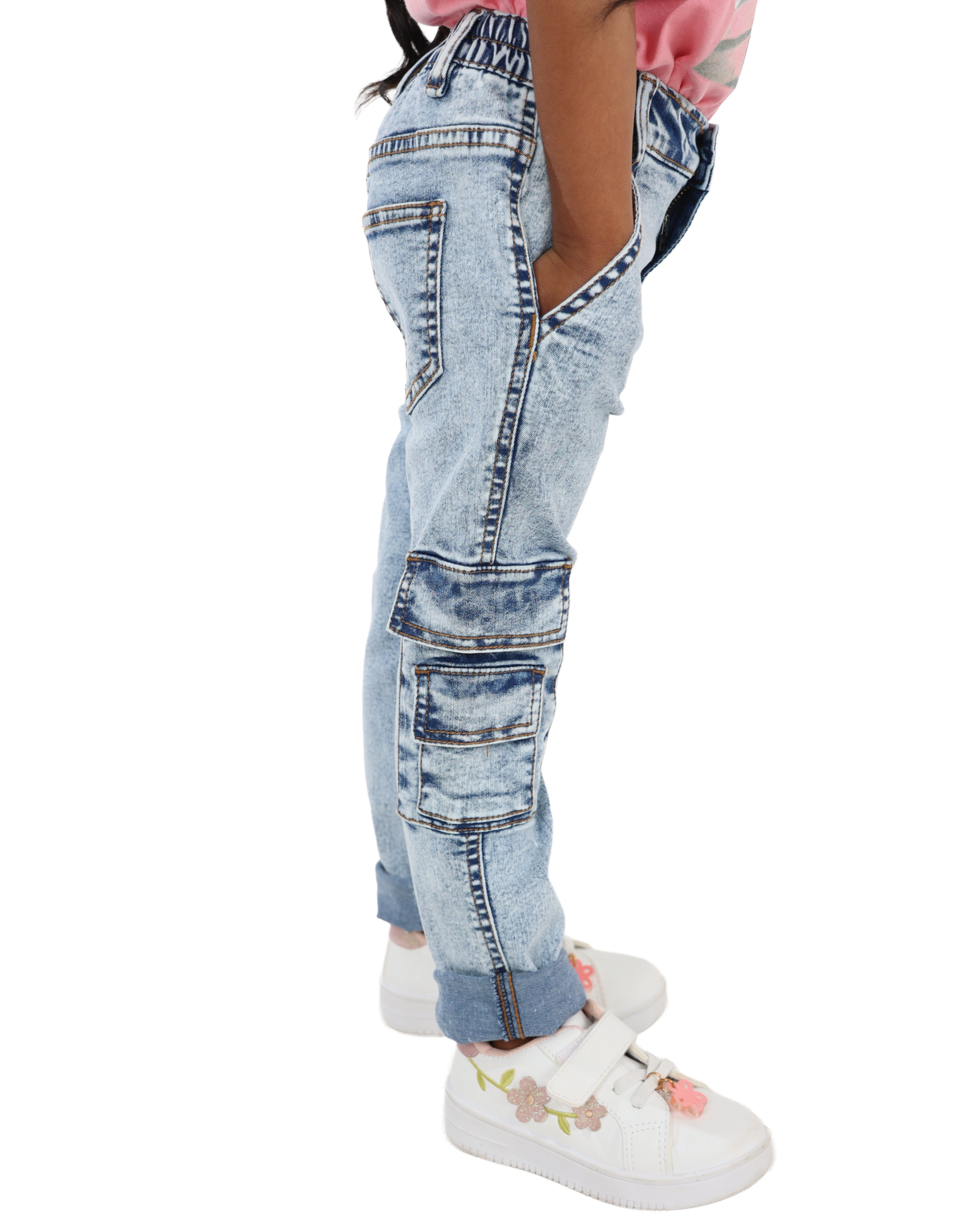 Snow Wash Cargo Jeans