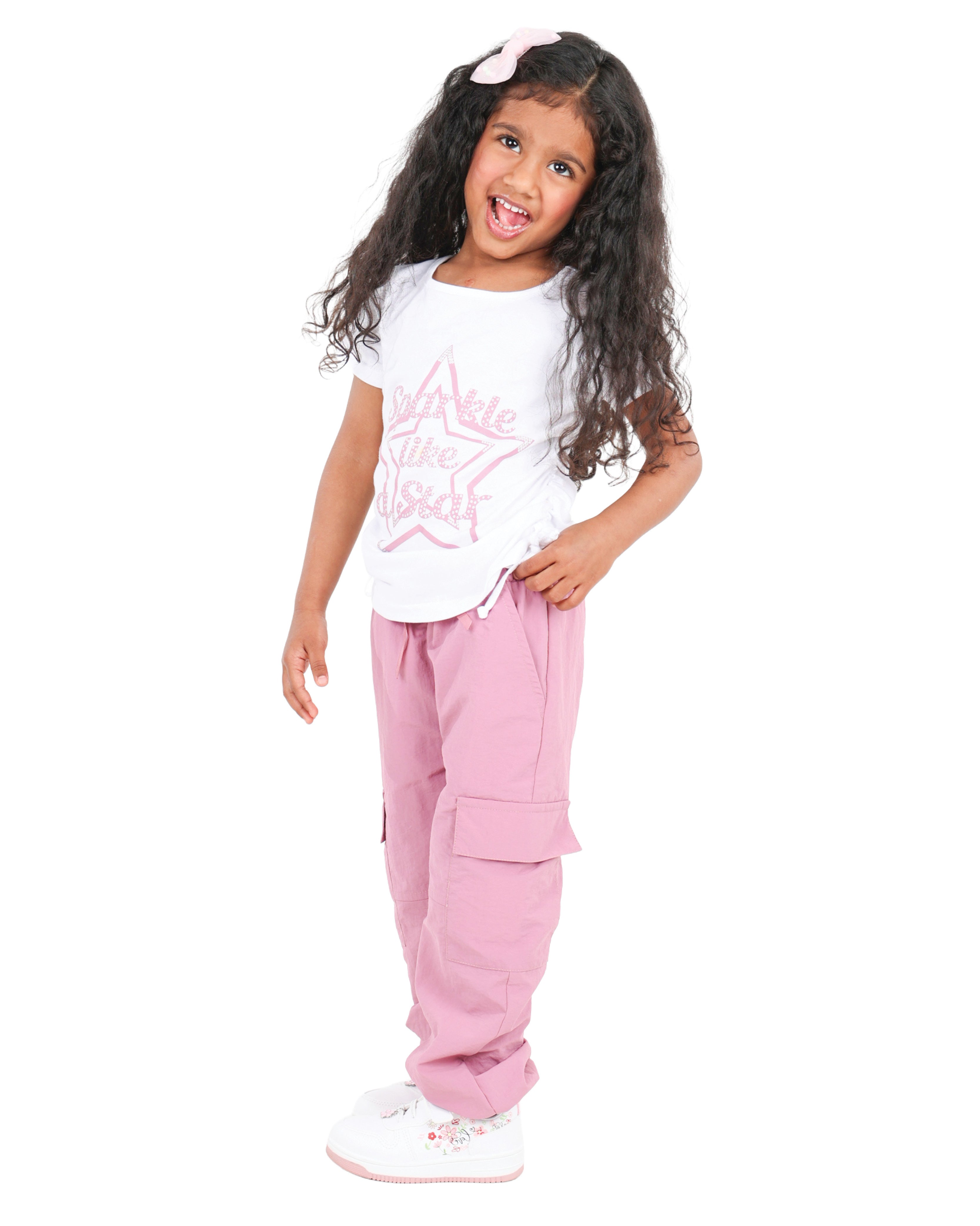 Short Sleeve Side Ruched "Sparkle" Top