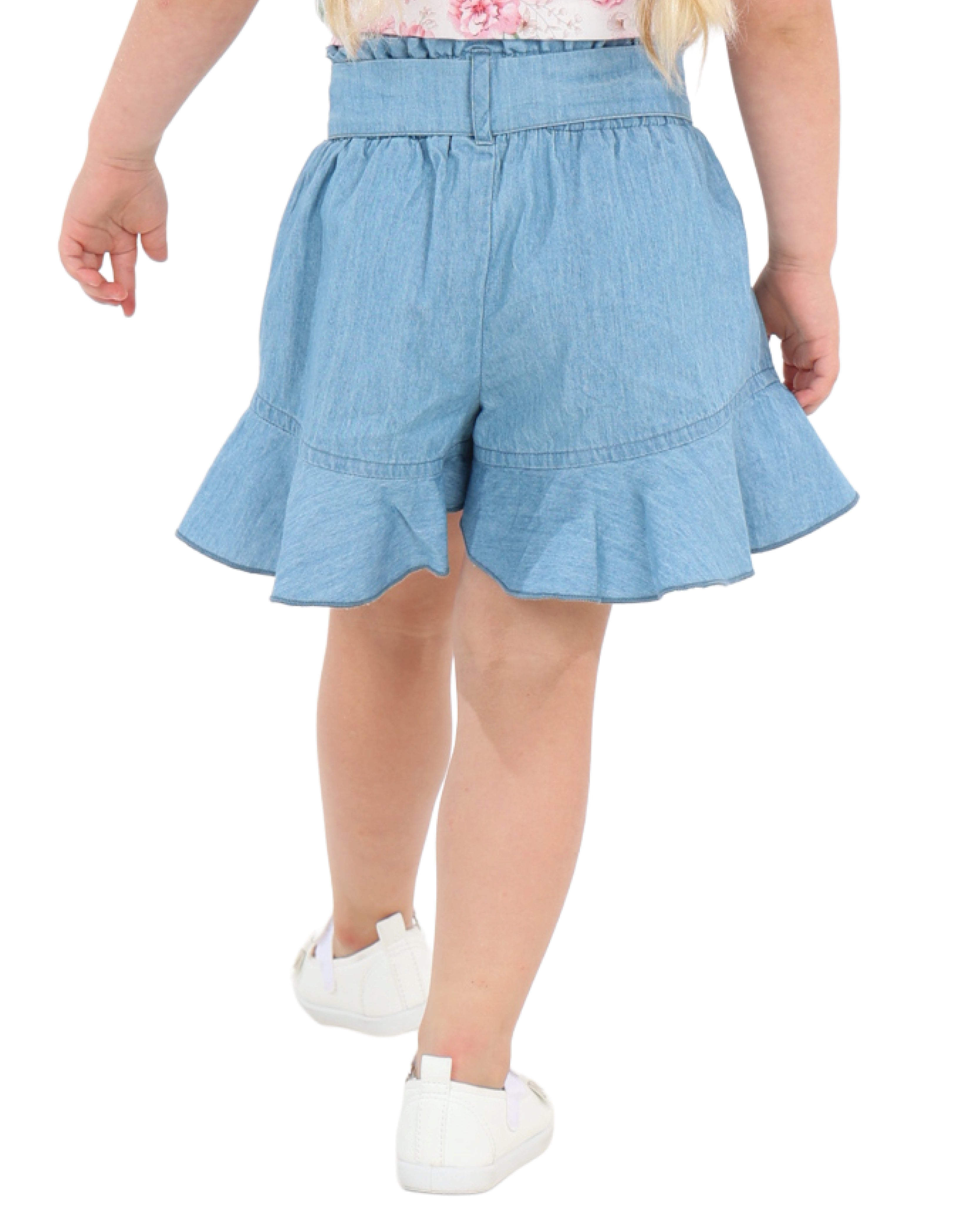 Frilled Hem Denim Shorts