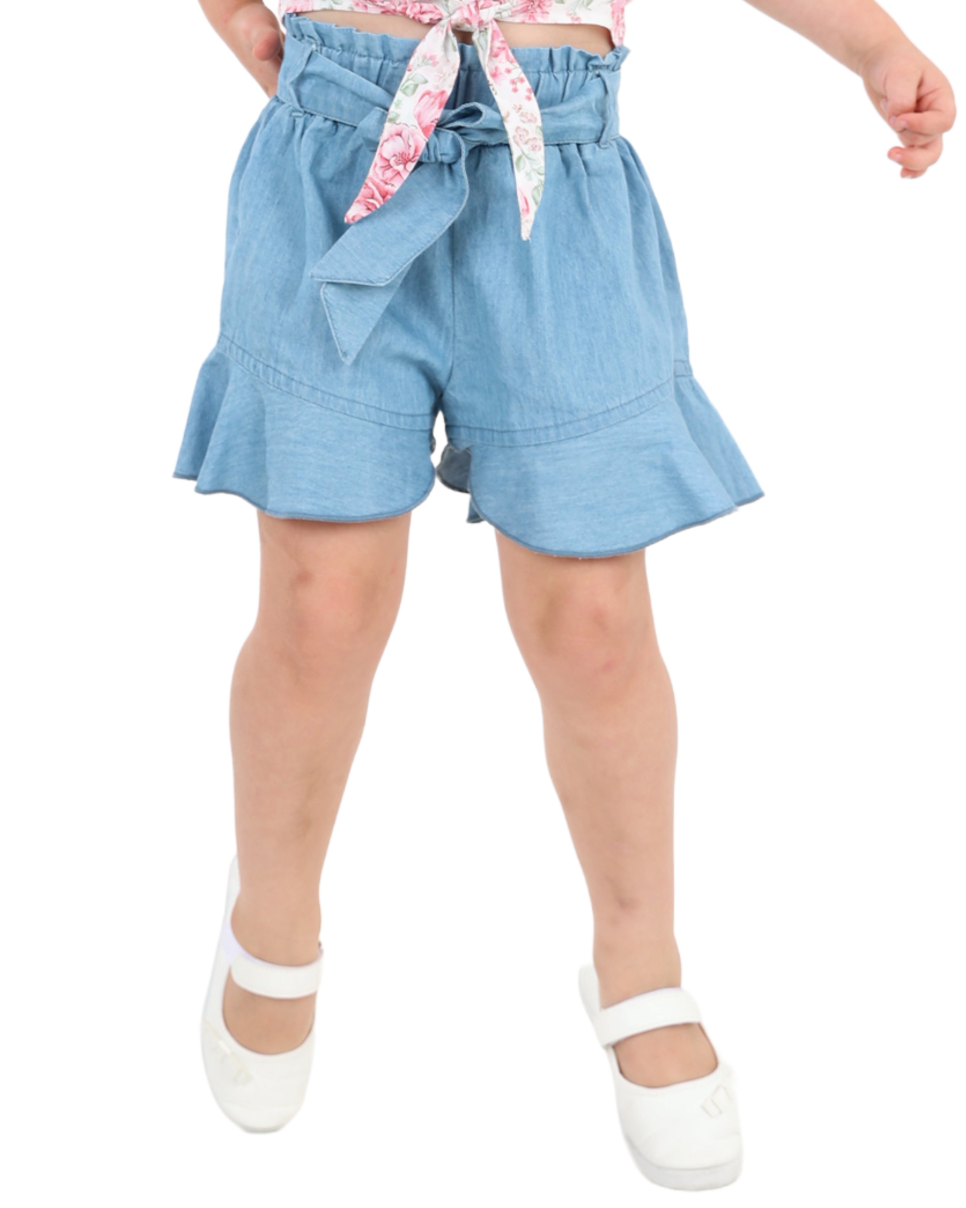 Frilled Hem Denim Shorts