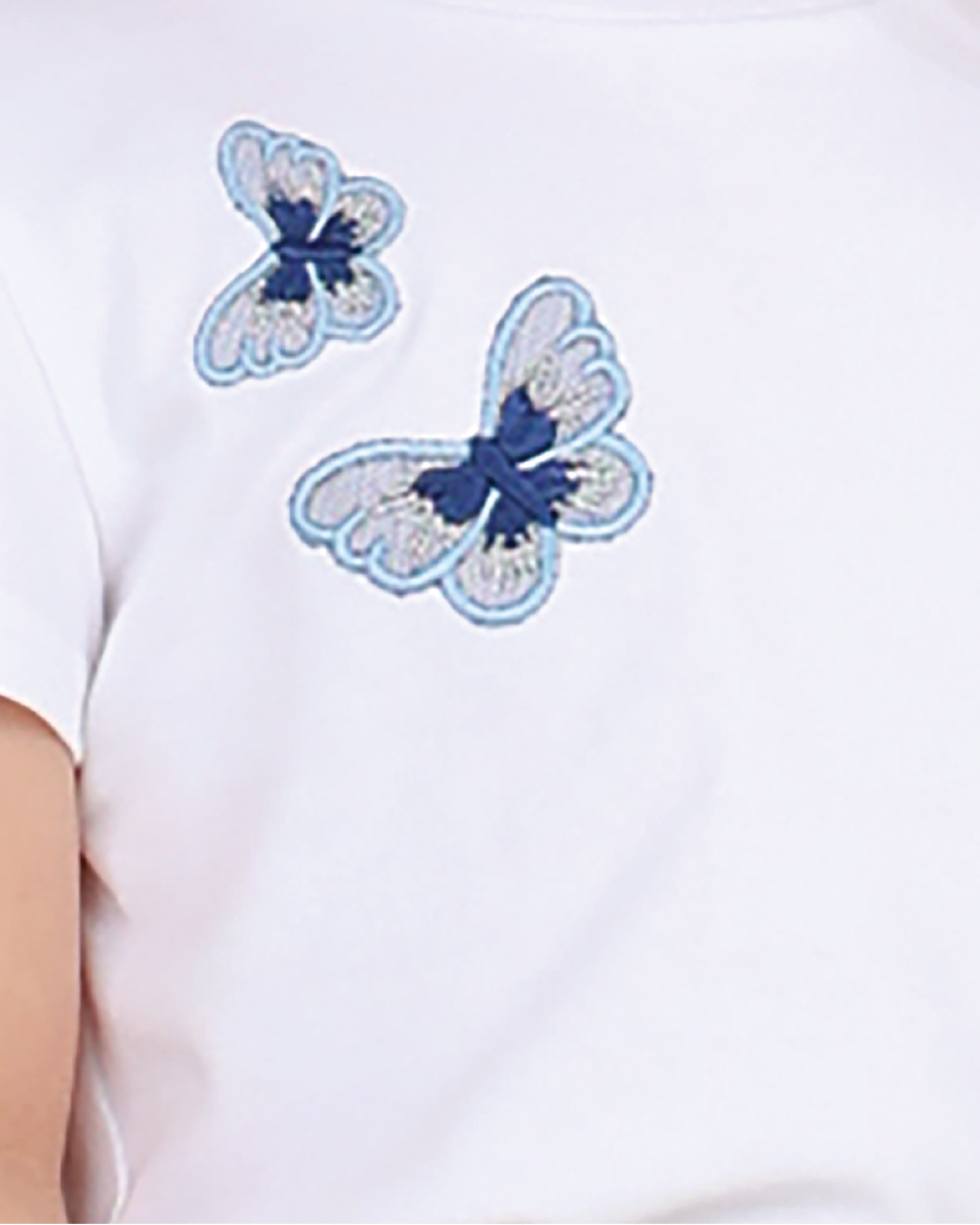 Butterfly Embroidered Short Sleeve T-Shirt