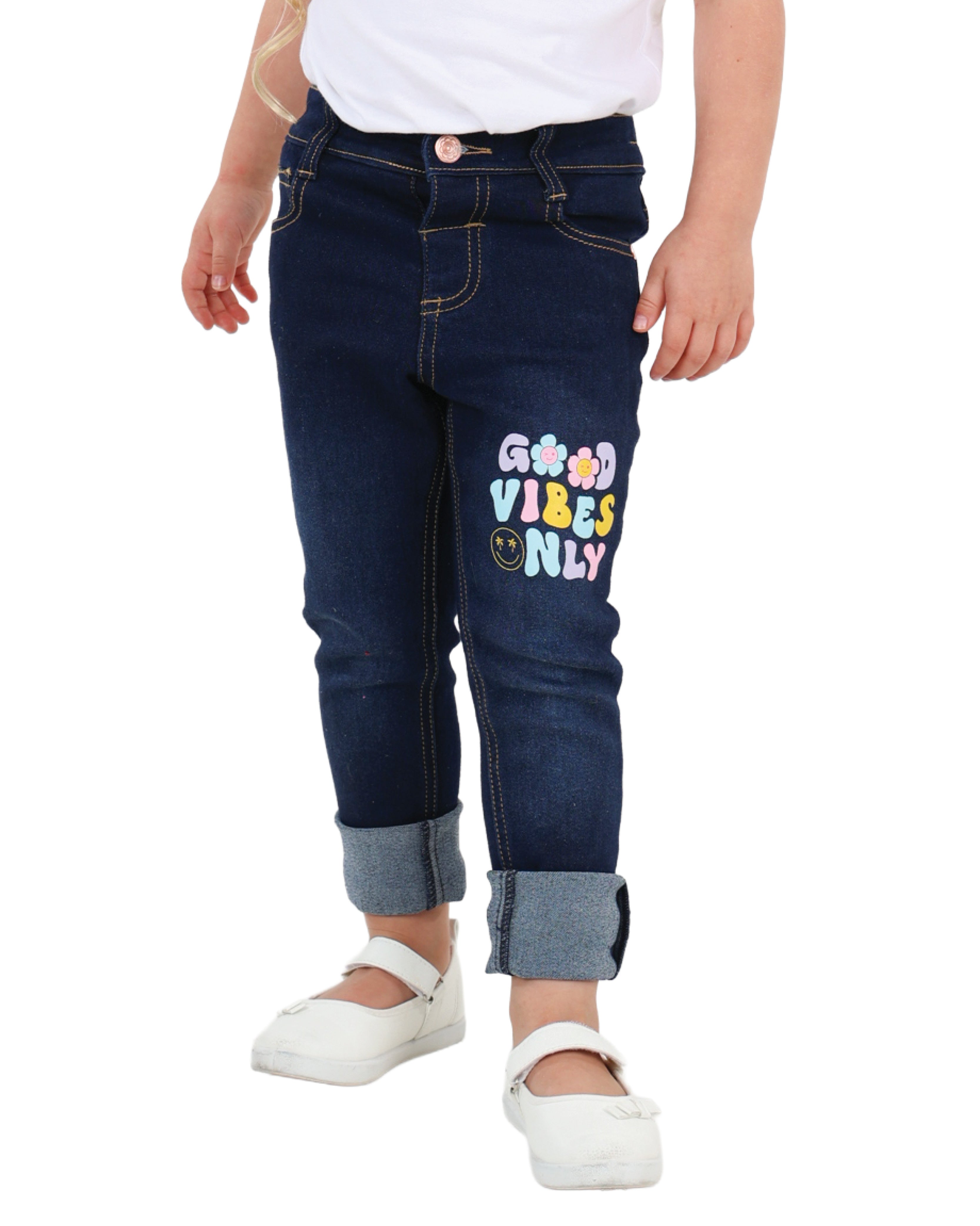 Dark Indigo "Good Vibes" Denim Jeans