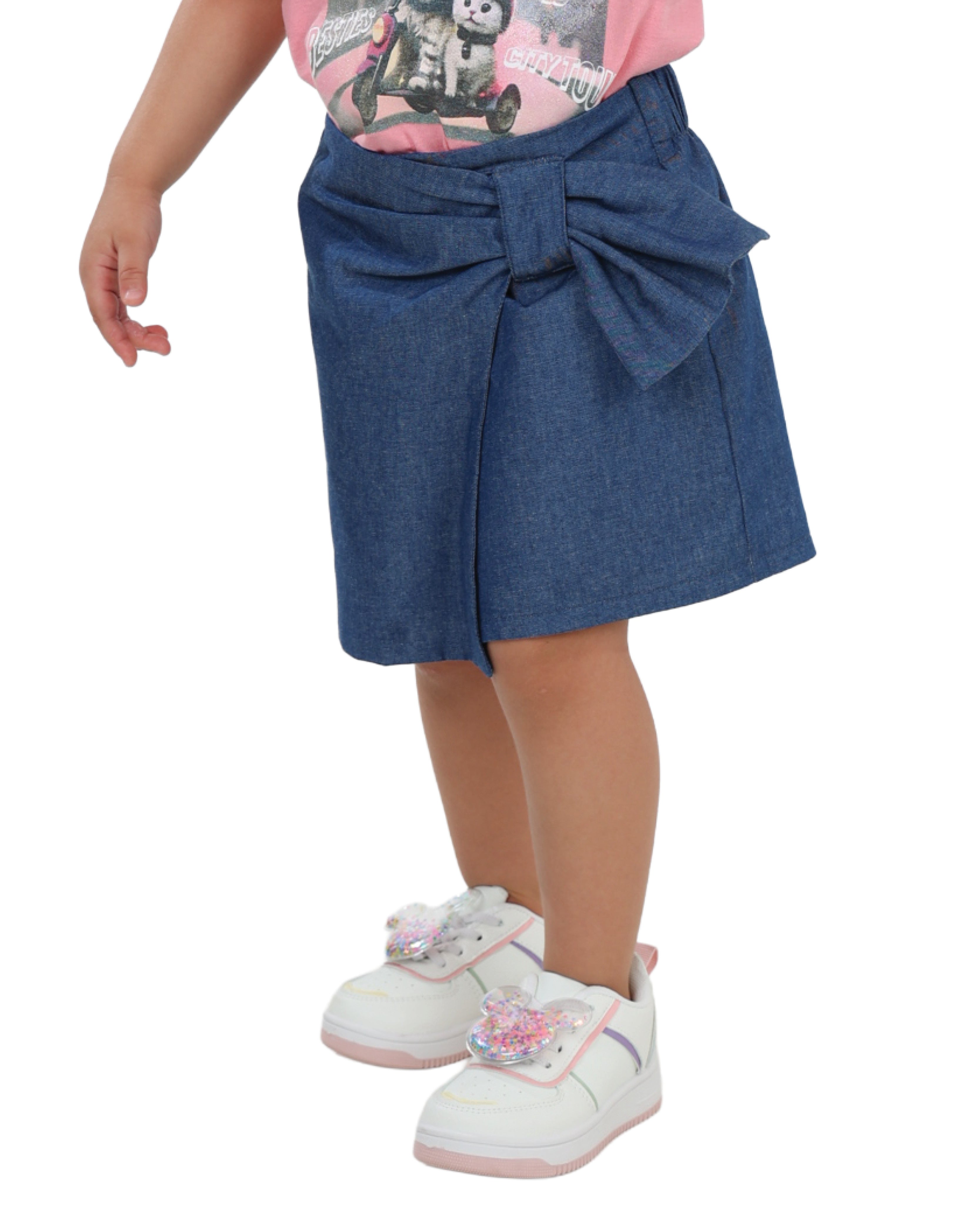 Bow Detail Denim Skort