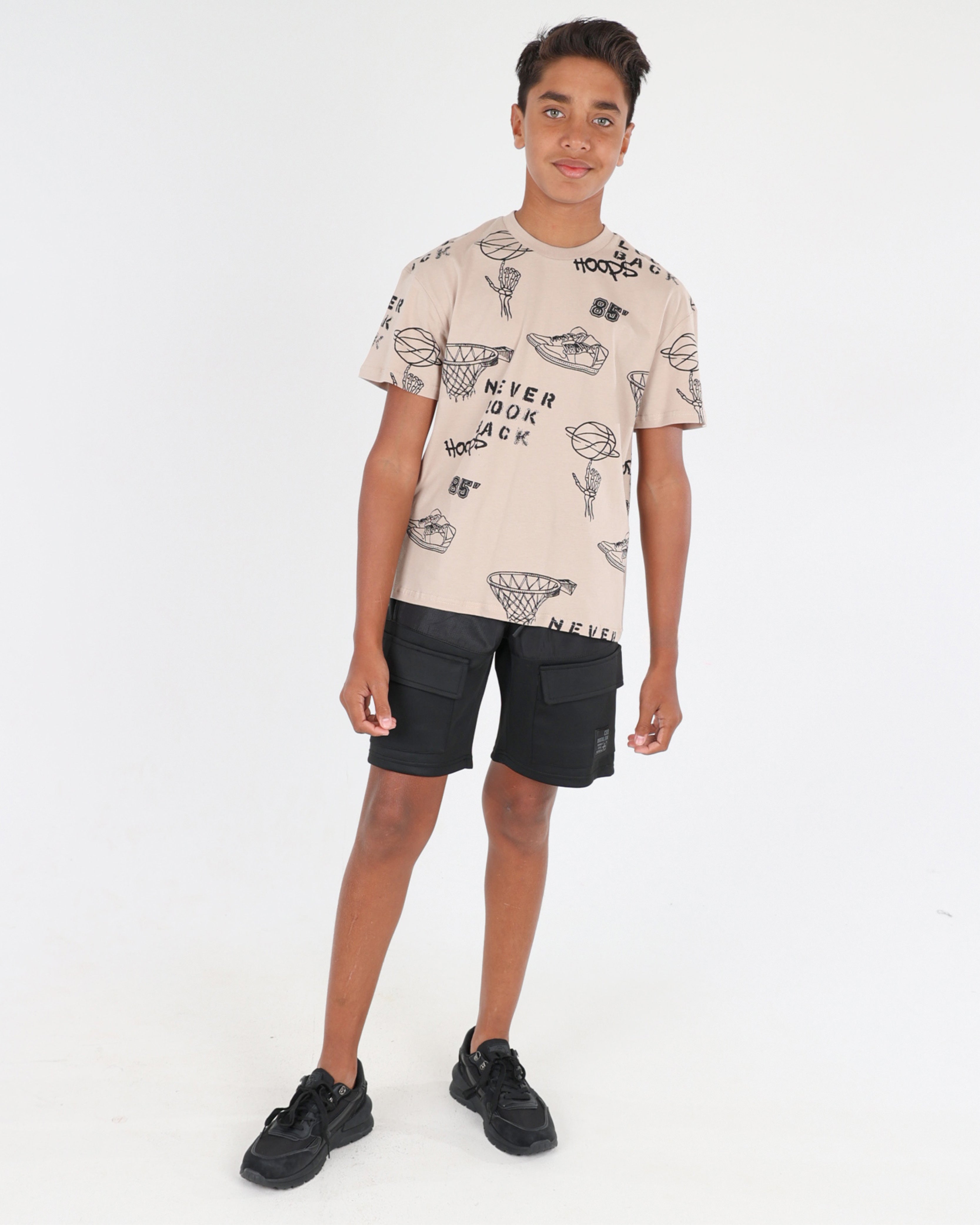 Short Sleeve Basketball Print T-Shirt