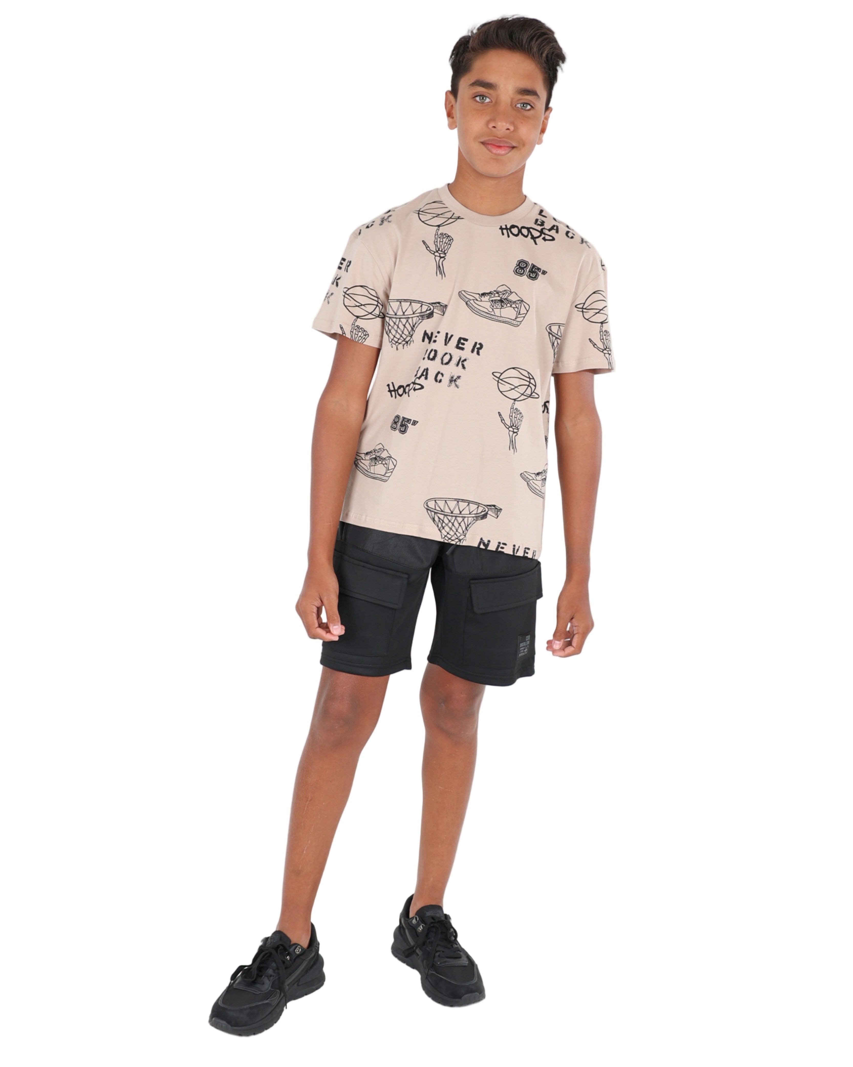 Short Sleeve Basketball Print T-Shirt