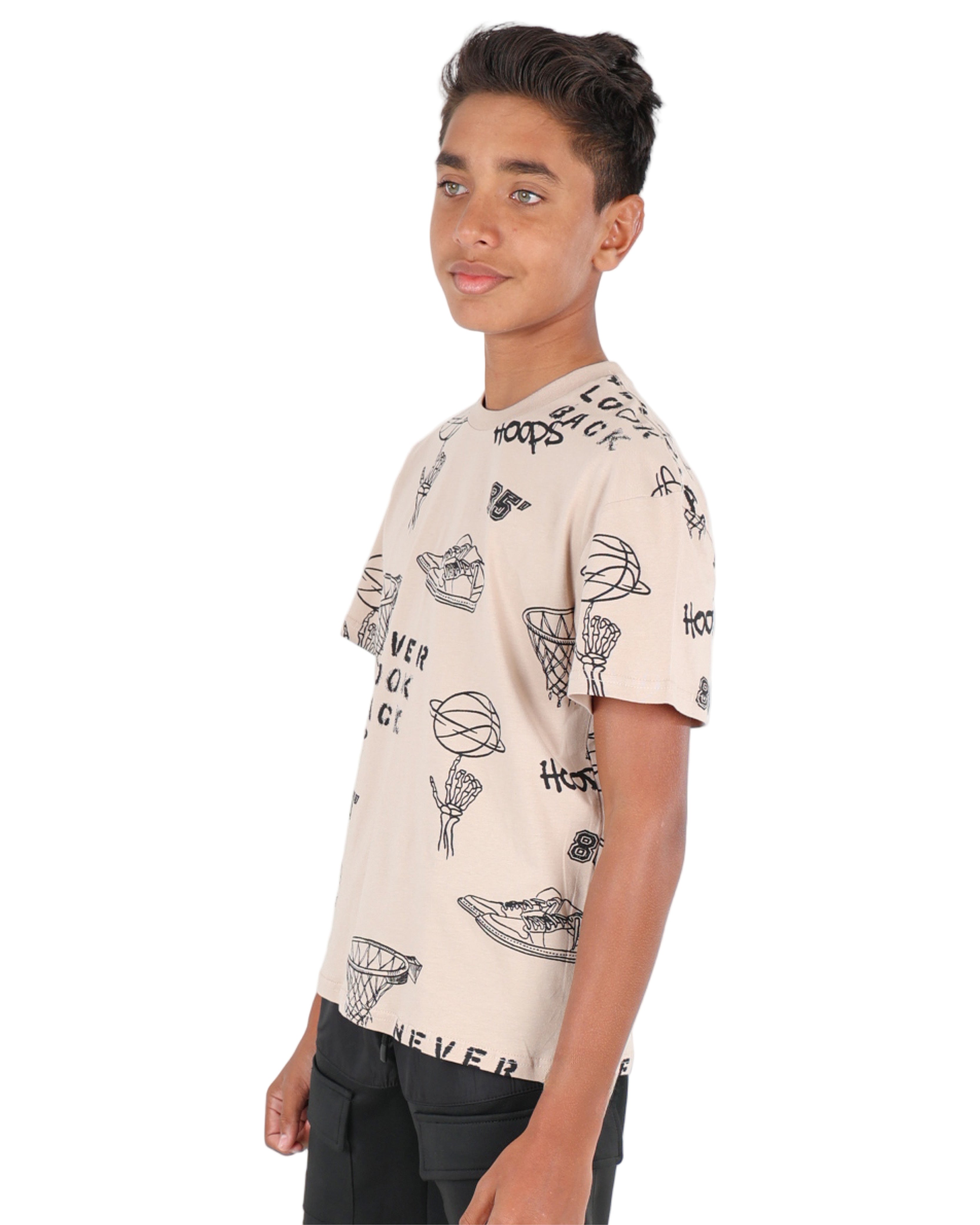 Short Sleeve Basketball Print T-Shirt