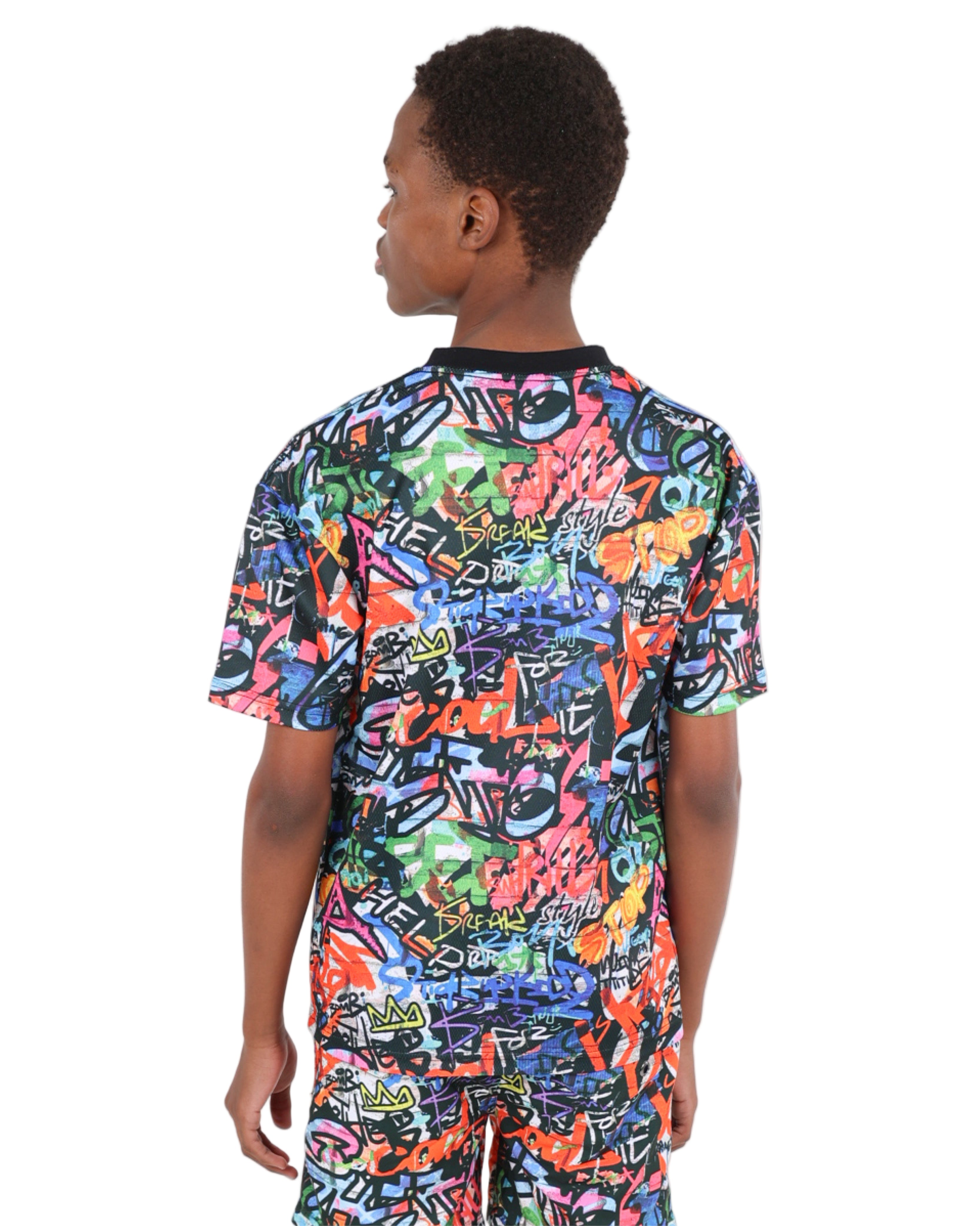 Short Sleeve Graffiti Print Gamer T-Shirt