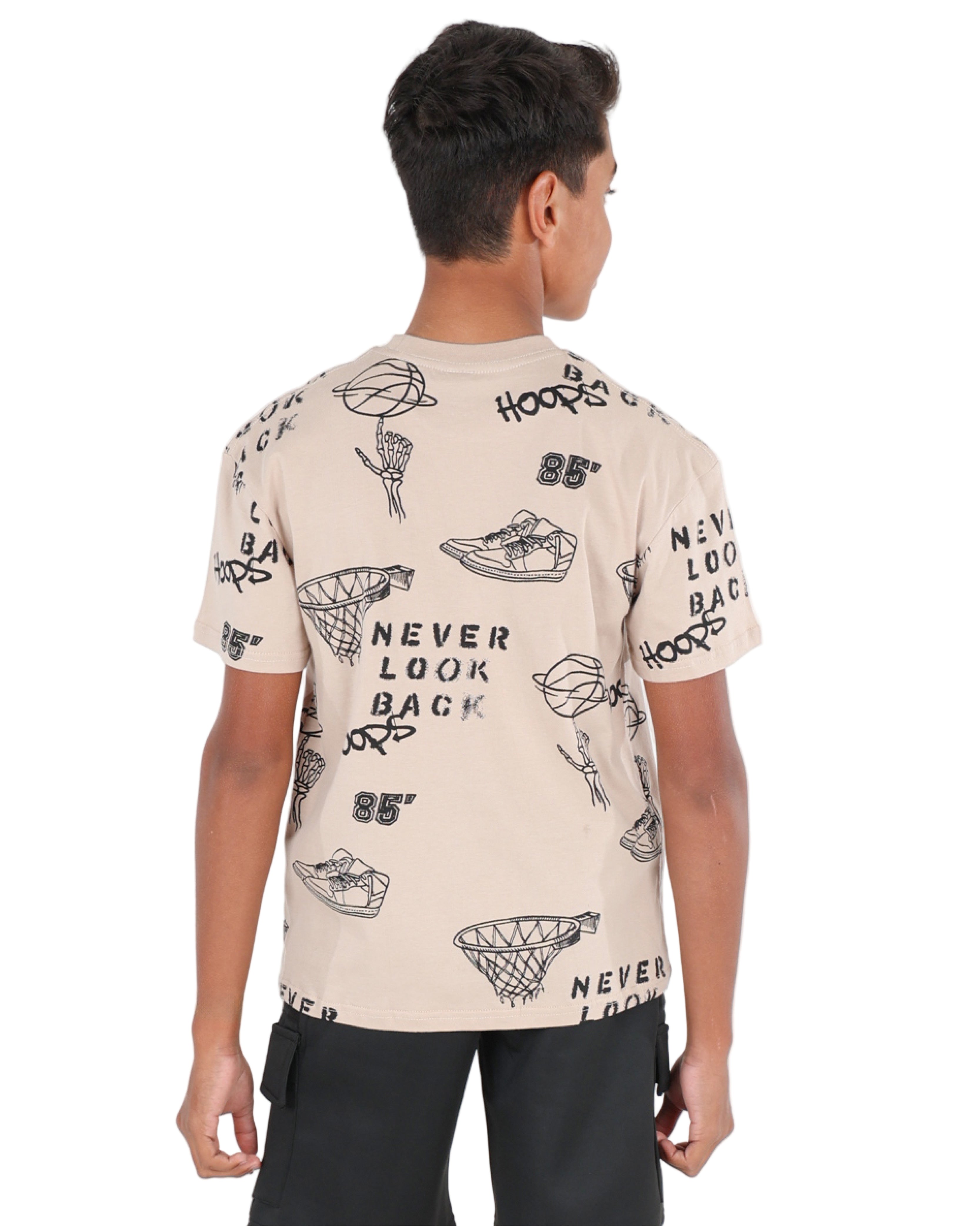 Short Sleeve Basketball Print T-Shirt