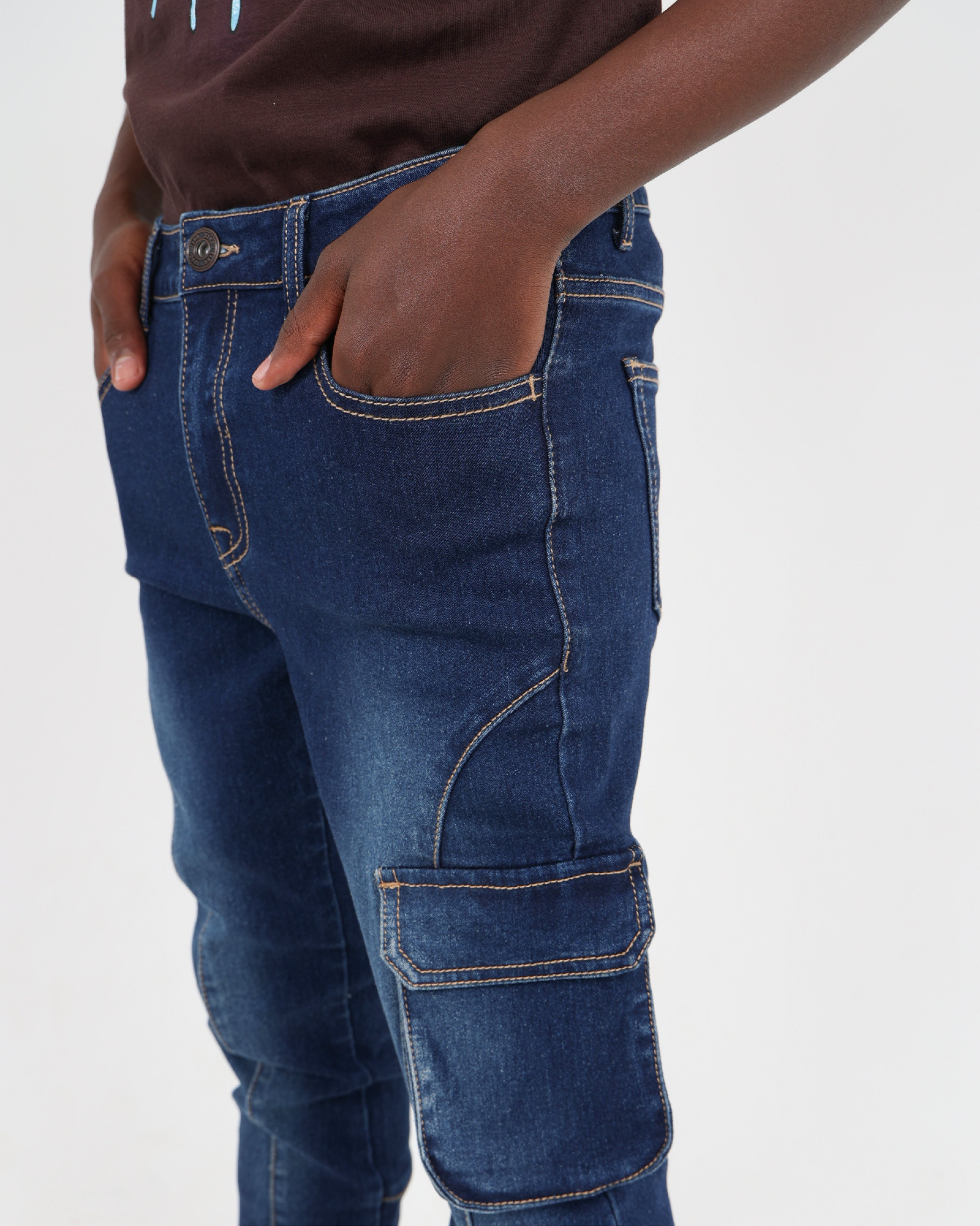 Boys Slim Fit Cargo Jeans